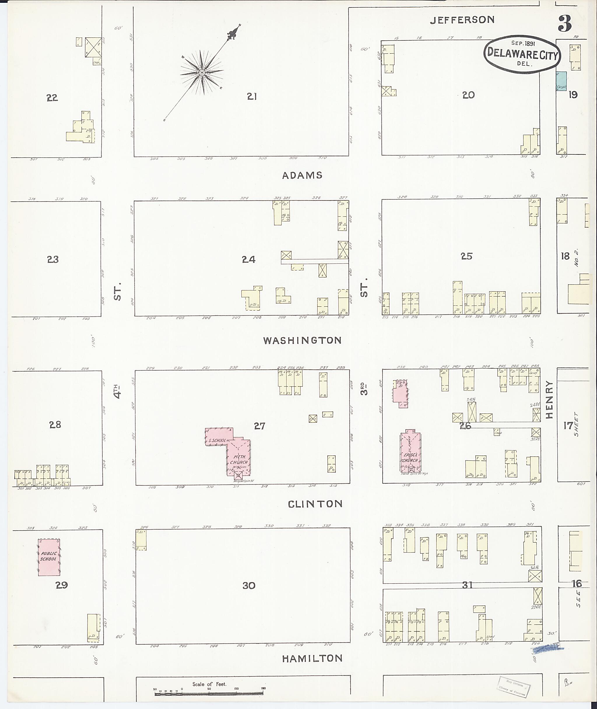 This old map of Delaware City, New Castle County, Delaware was created by Sanborn Map Company in 1891