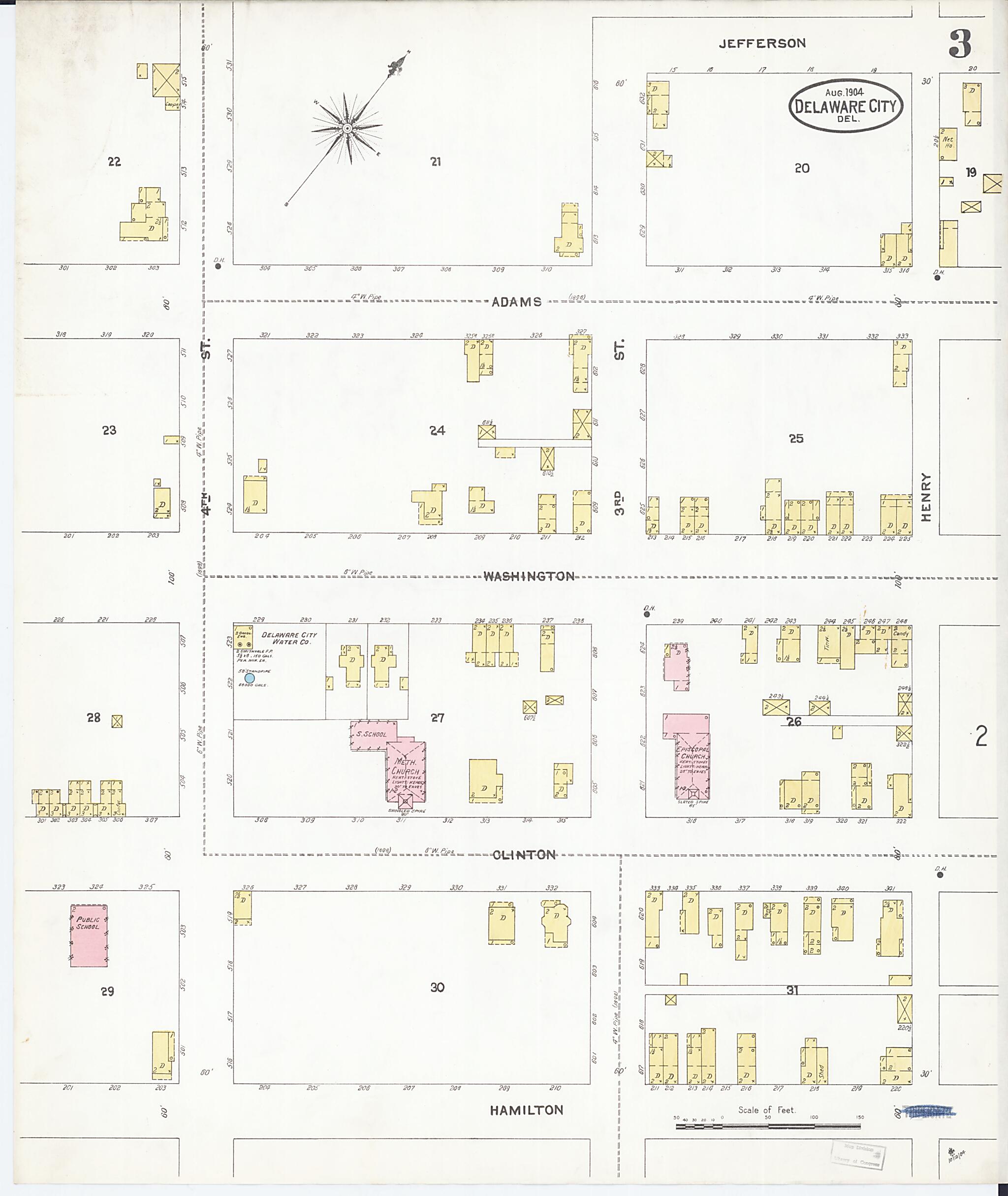 This old map of Delaware City, New Castle County, Delaware was created by Sanborn Map Company in 1904