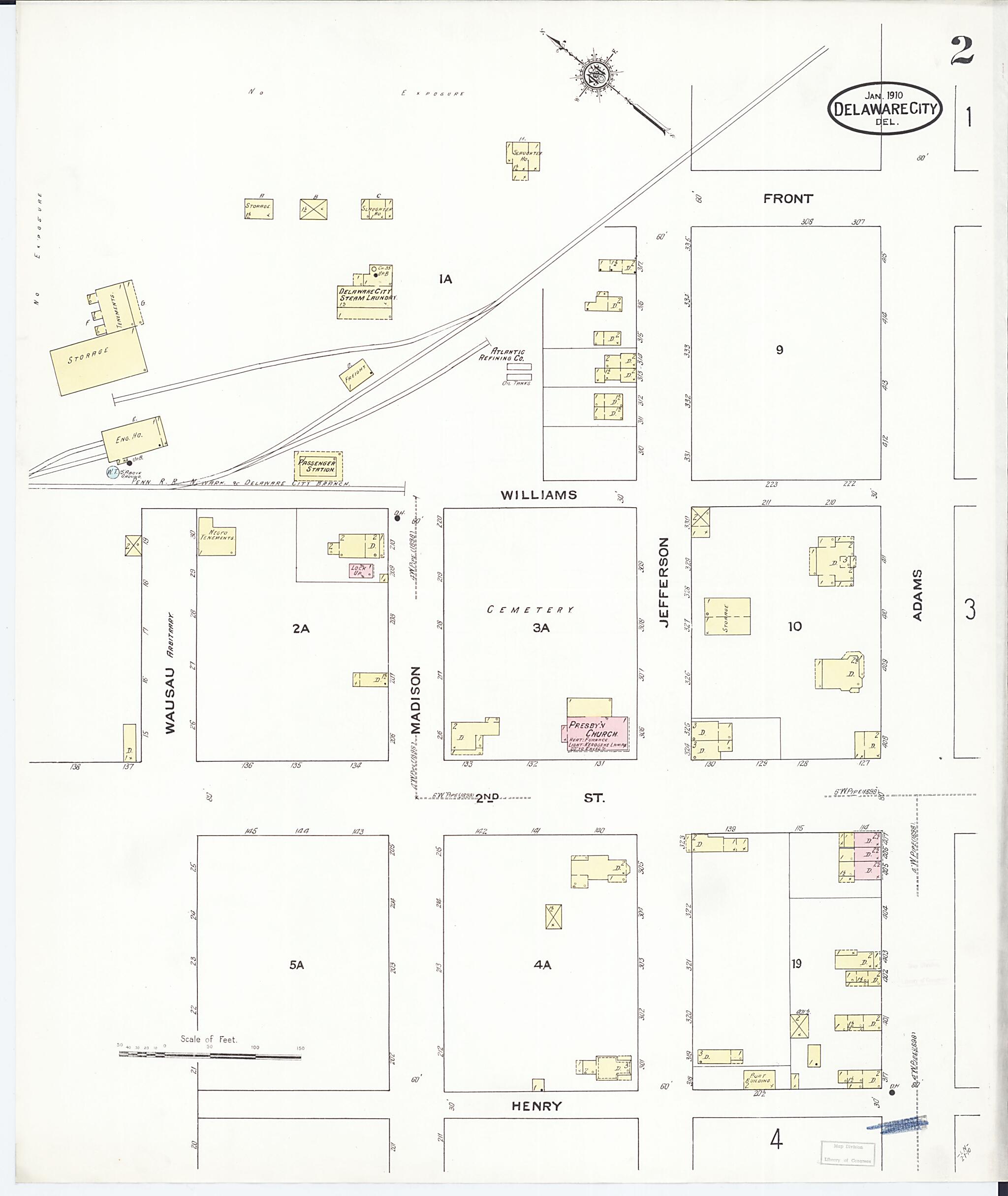 This old map of Delaware City, New Castle County, Delaware was created by Sanborn Map Company in 1910