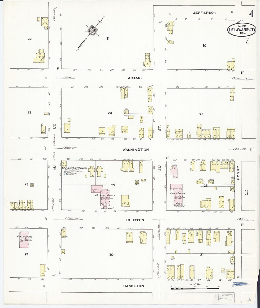 This old map of Delaware City, New Castle County, Delaware was created by Sanborn Map Company in 1910