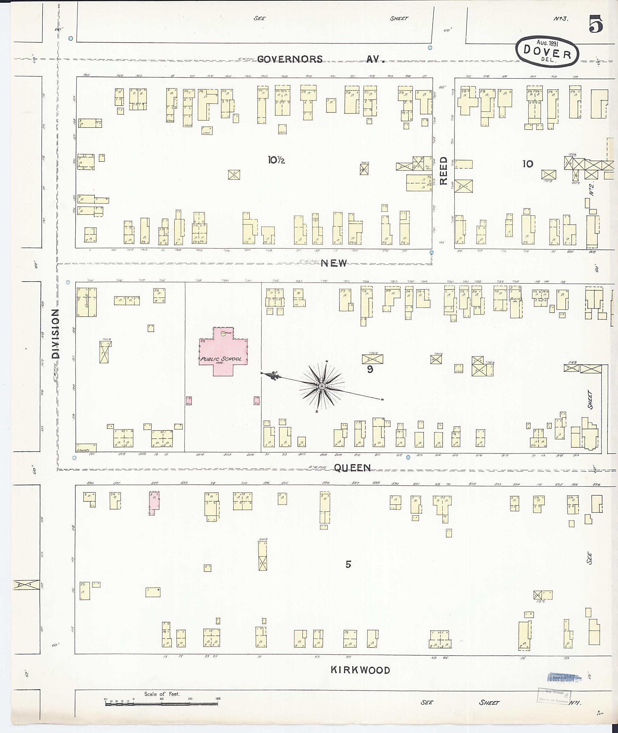 This old map of Dover, Kent County, Delaware was created by Sanborn Map Company in 1891