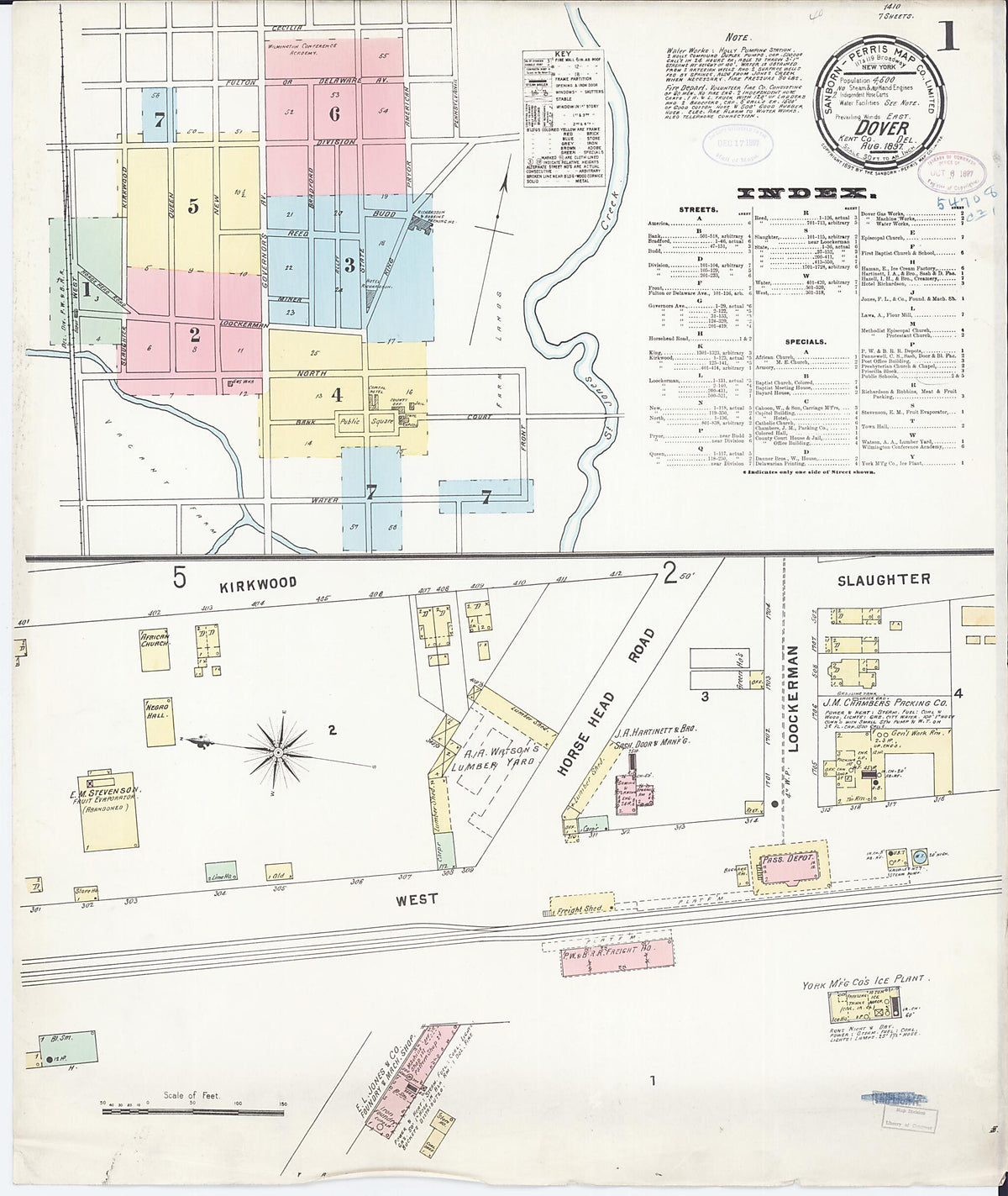 Dover, Kent County, Delaware 1897 (Sheet 1 of 7) by Relic Map Company