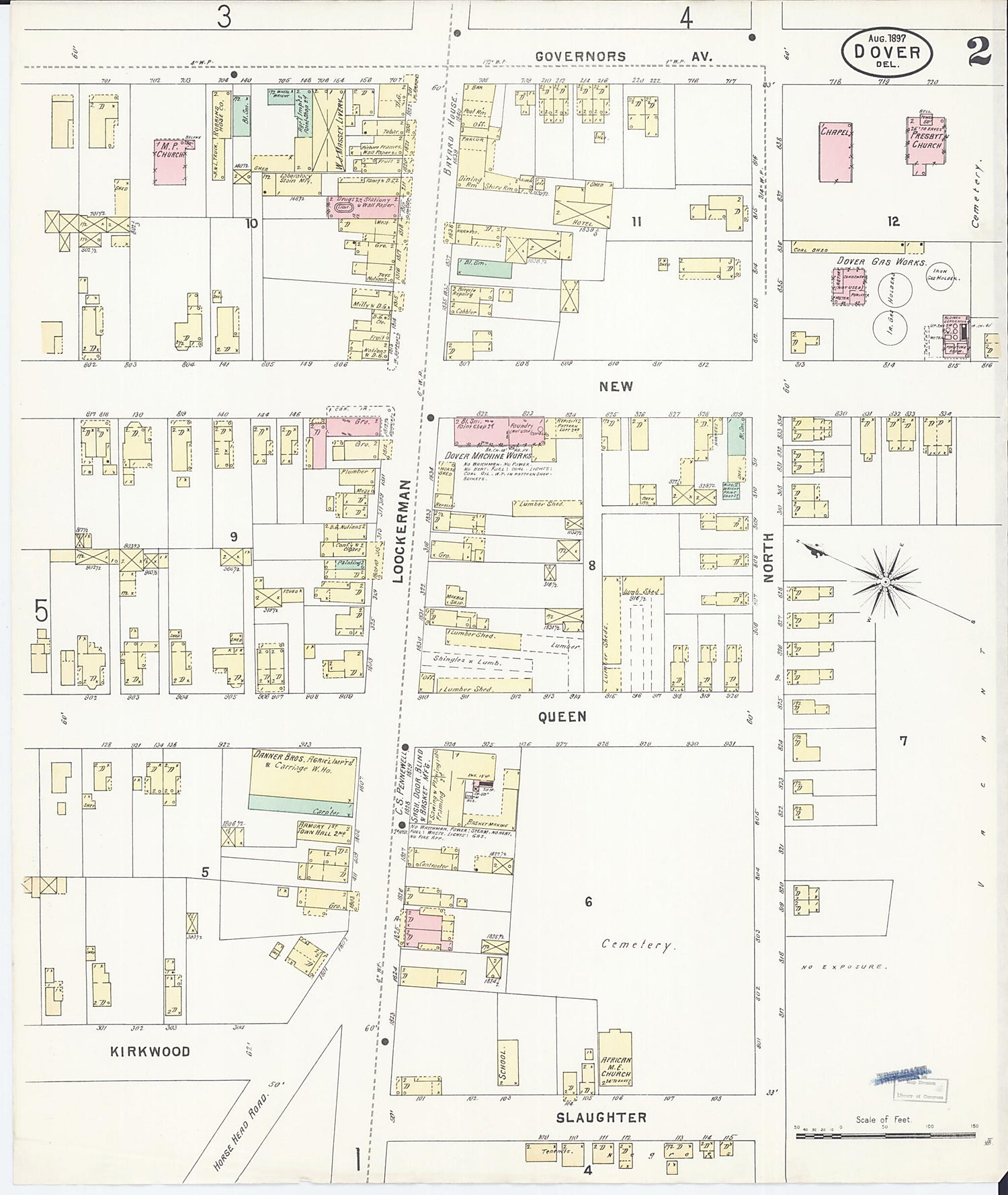 This old map of Dover, Kent County, Delaware was created by Sanborn Map Company in 1897