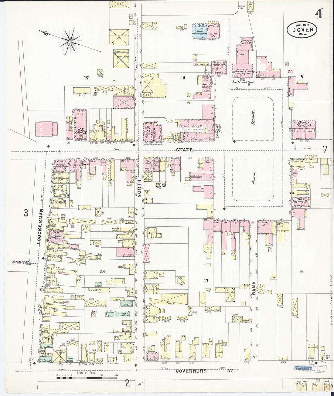 This old map of Dover, Kent County, Delaware was created by Sanborn Map Company in 1897