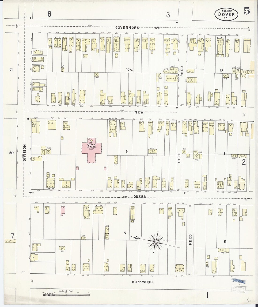 This old map of Dover, Kent County, Delaware was created by Sanborn Map Company in 1897