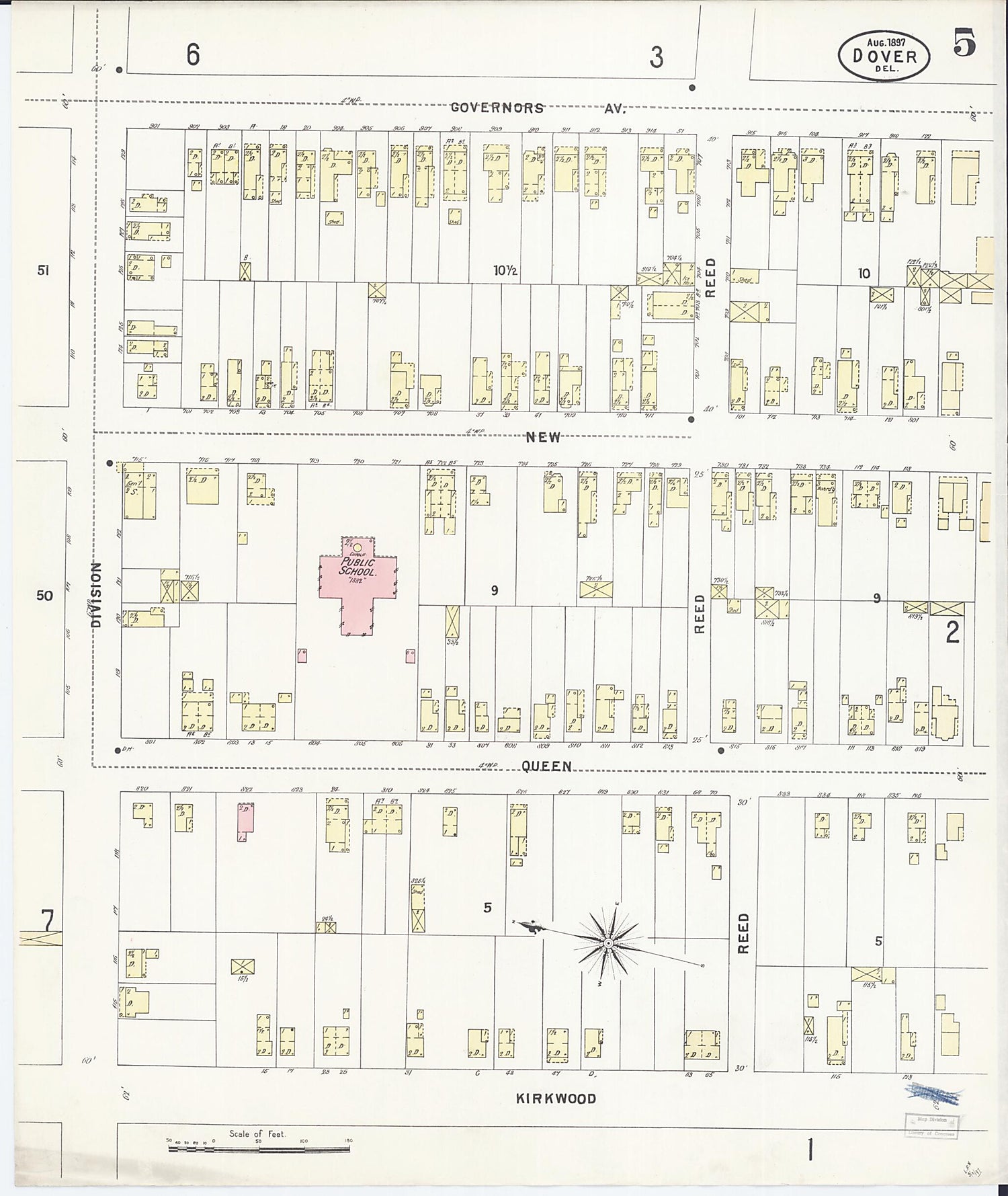 This old map of Dover, Kent County, Delaware was created by Sanborn Map Company in 1897