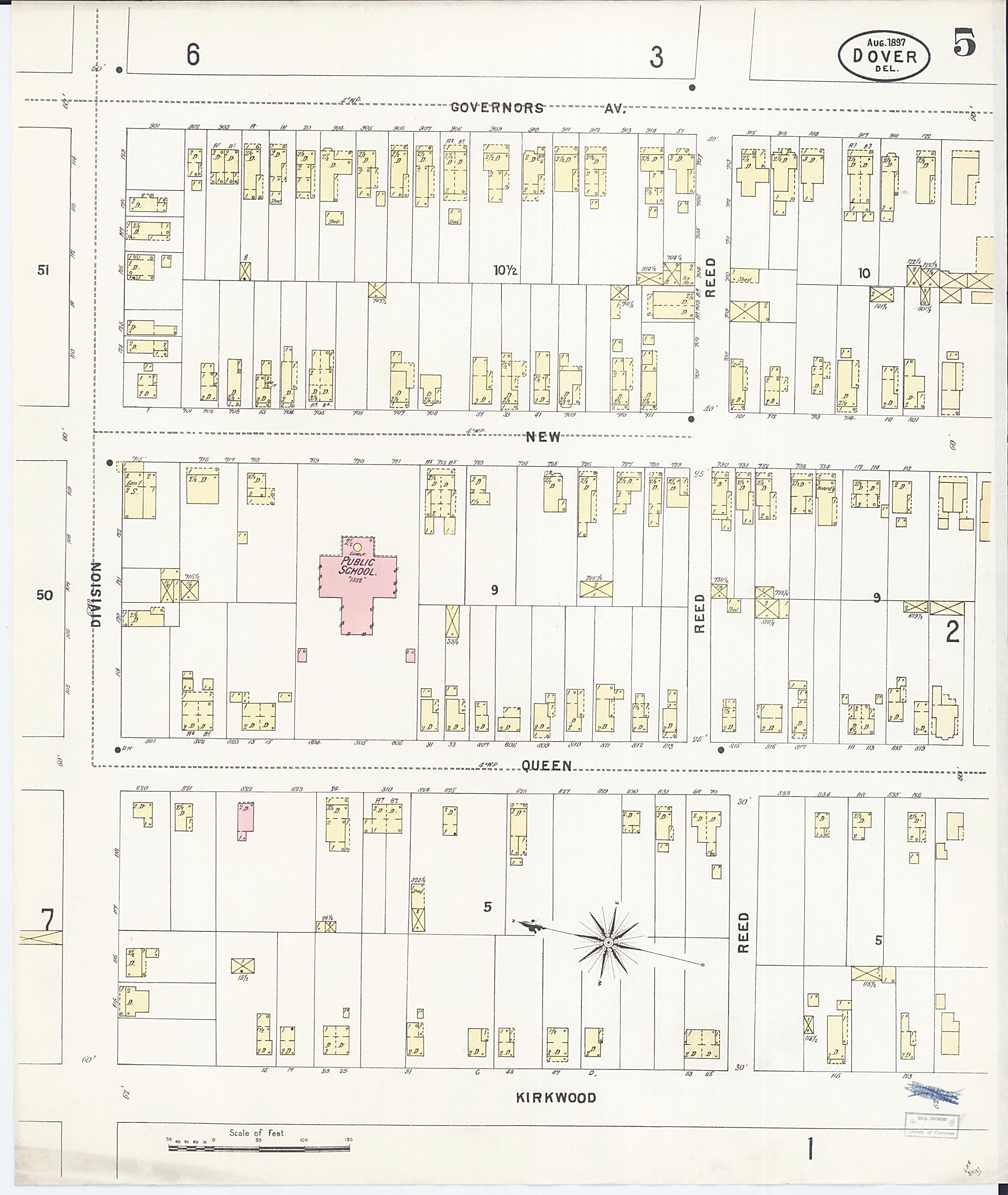 This old map of Dover, Kent County, Delaware was created by Sanborn Map Company in 1897