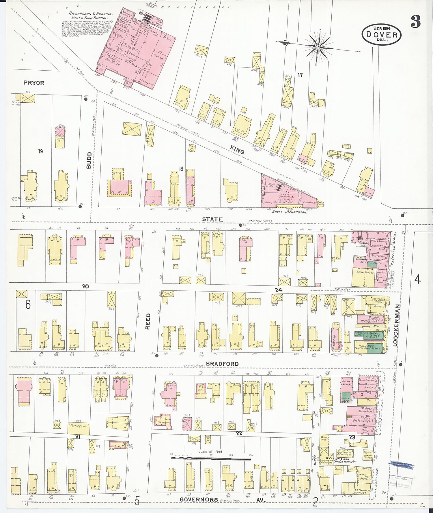 This old map of Dover, Kent County, Delaware was created by Sanborn Map Company in 1904