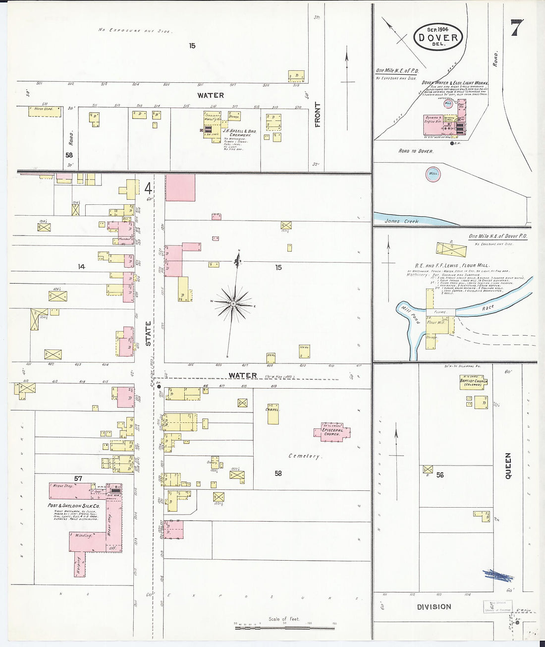 This old map of Dover, Kent County, Delaware was created by Sanborn Map Company in 1904