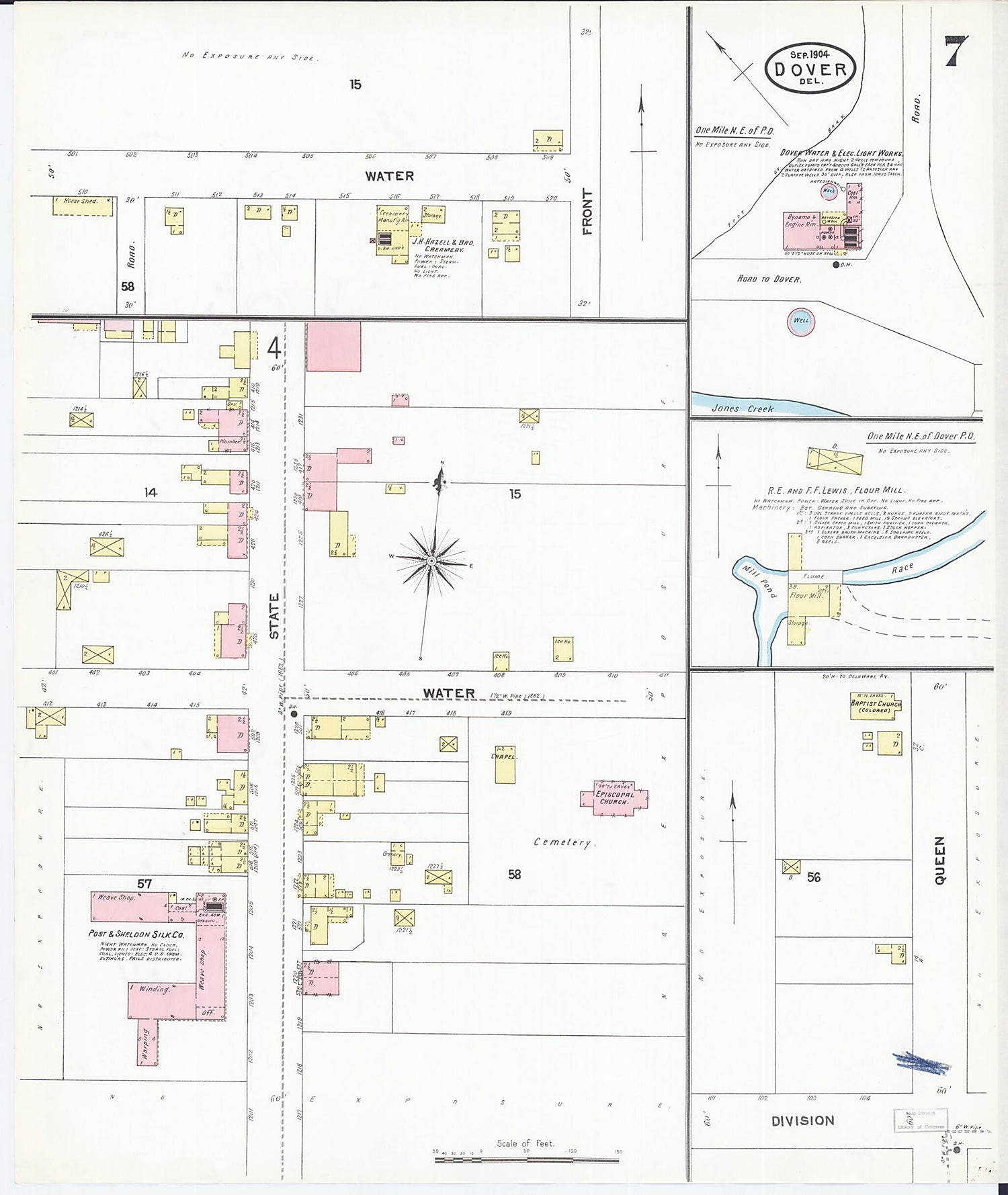 This old map of Dover, Kent County, Delaware was created by Sanborn Map Company in 1904