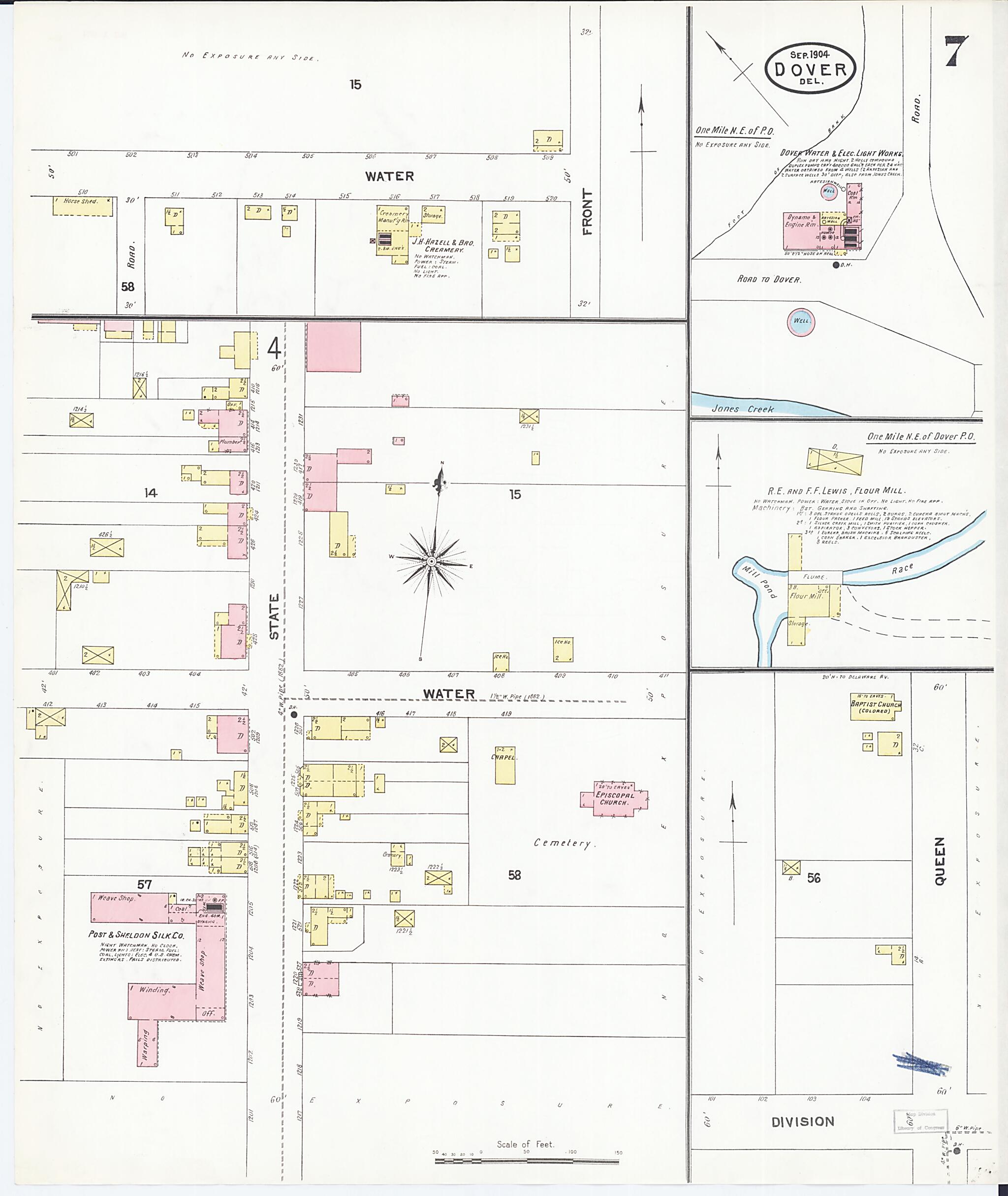 This old map of Dover, Kent County, Delaware was created by Sanborn Map Company in 1904