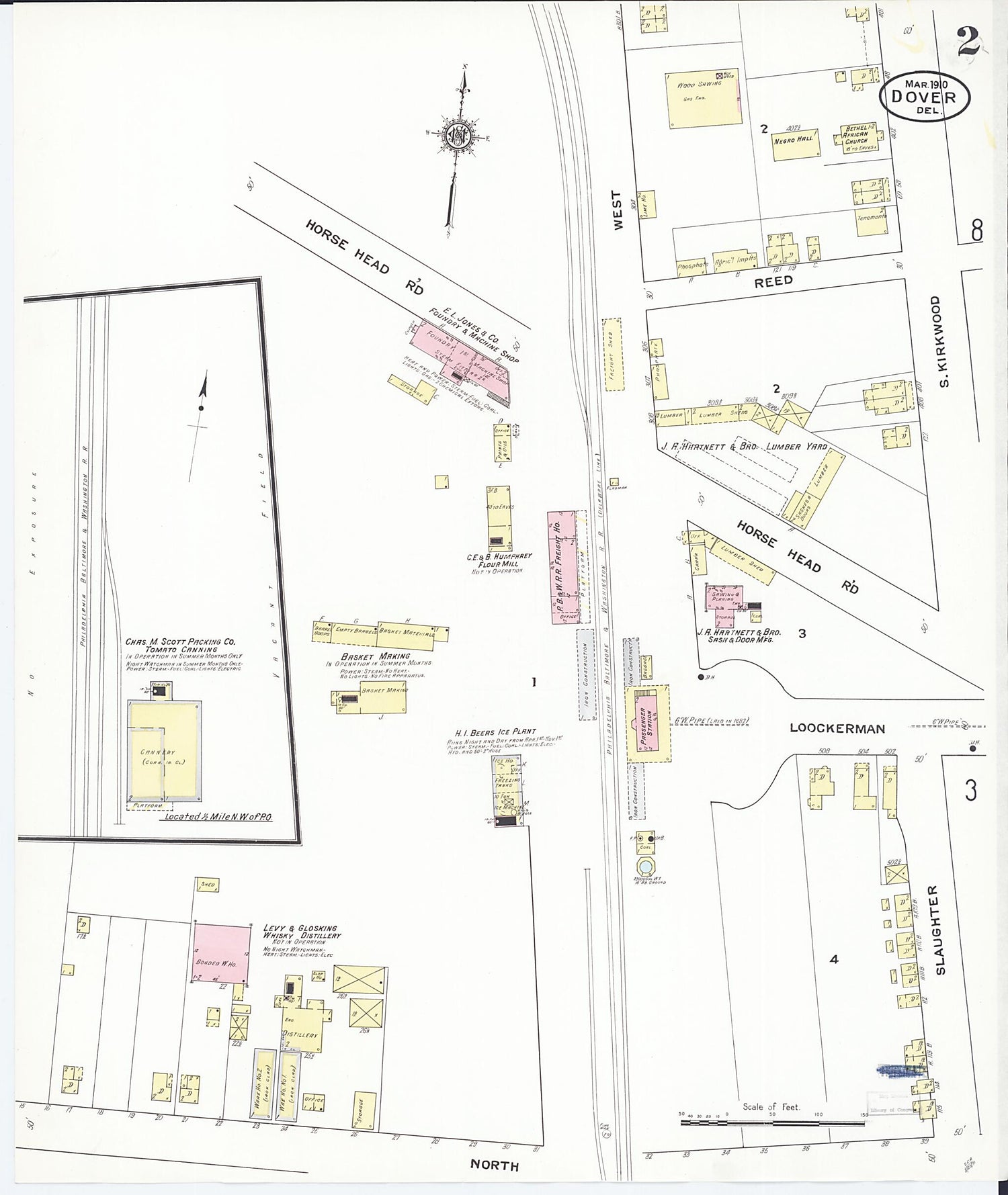 This old map of Dover, Kent County, Delaware was created by Sanborn Map Company in 1910