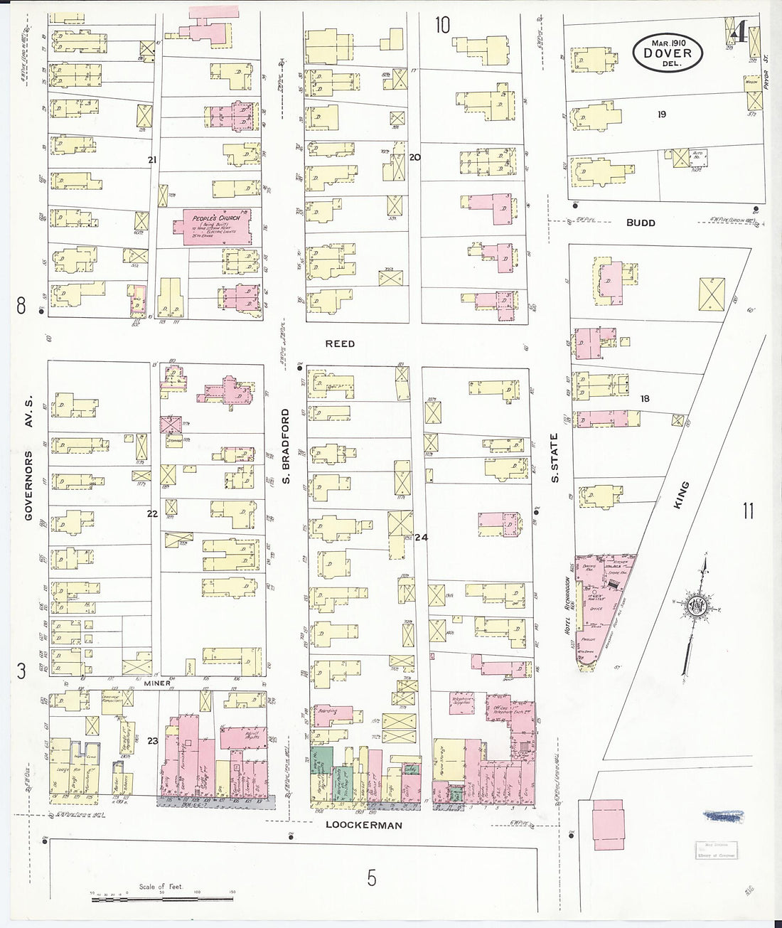 This old map of Dover, Kent County, Delaware was created by Sanborn Map Company in 1910