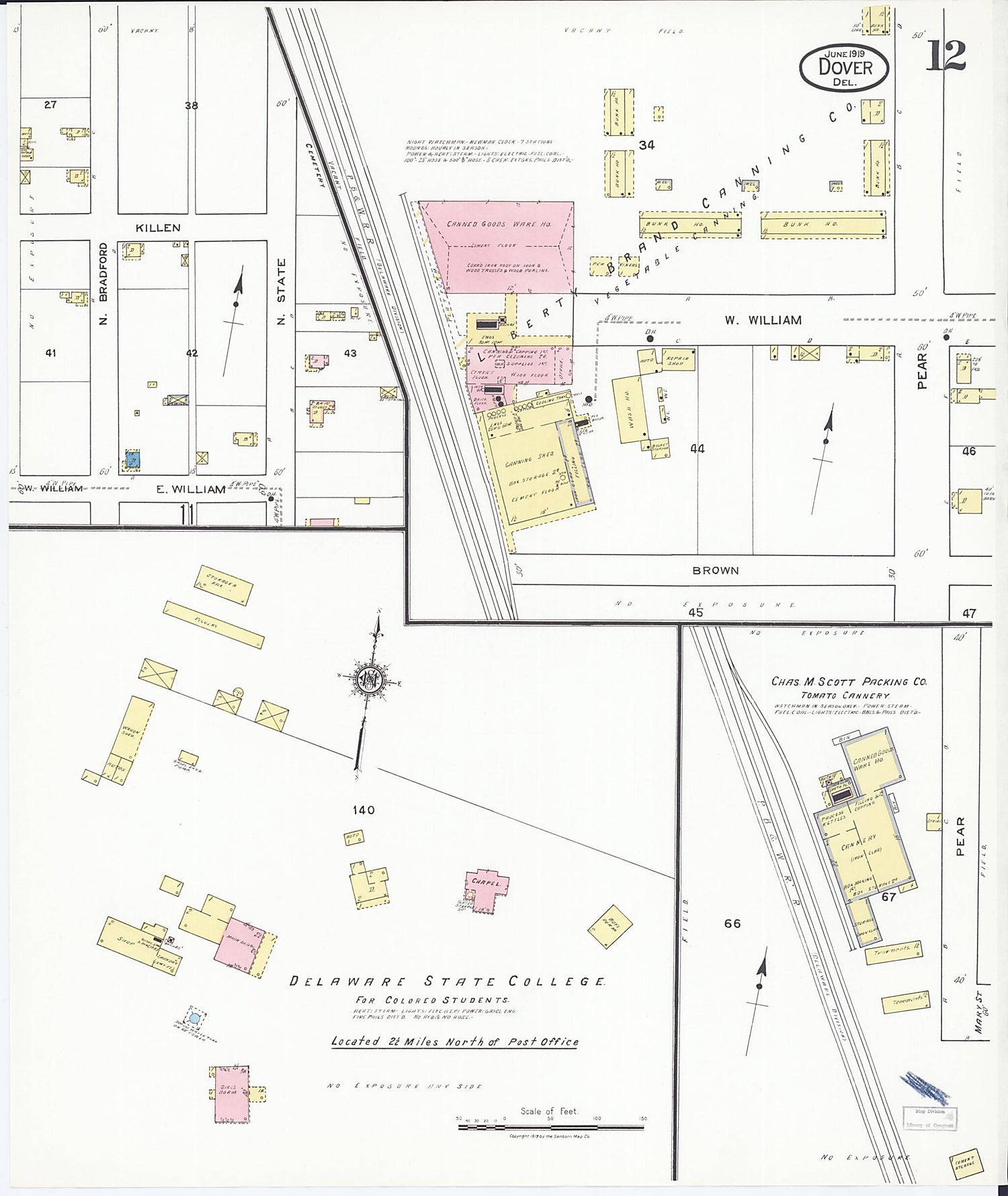 This old map of Dover, Kent County, Delaware was created by Sanborn Map Company in 1919