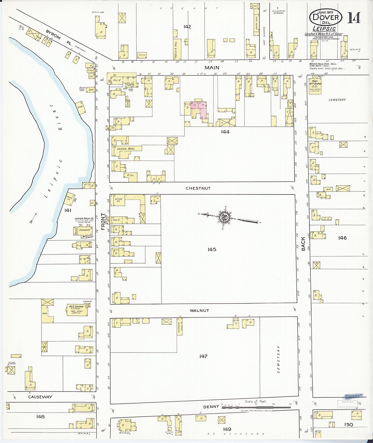 This old map of Dover, Kent County, Delaware was created by Sanborn Map Company in 1919