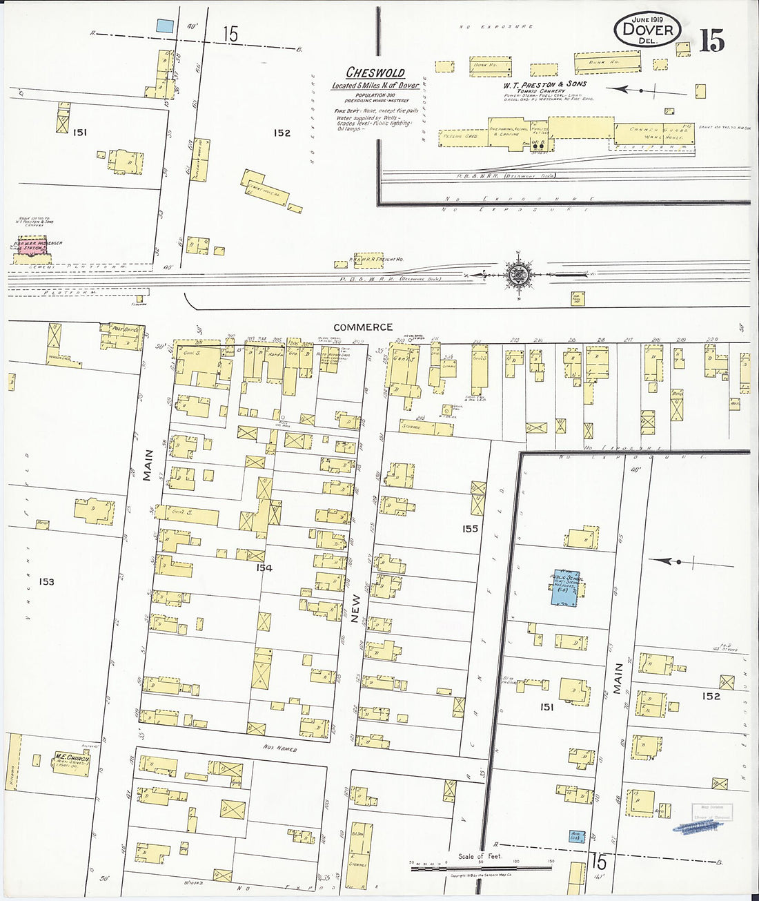 This old map of Dover, Kent County, Delaware was created by Sanborn Map Company in 1919