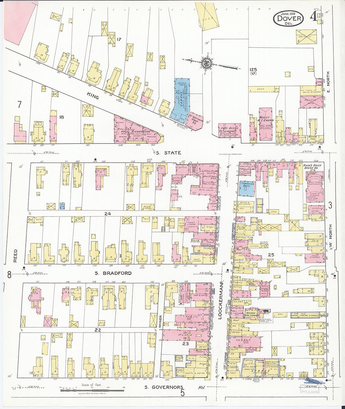 This old map of Dover, Kent County, Delaware was created by Sanborn Map Company in 1919