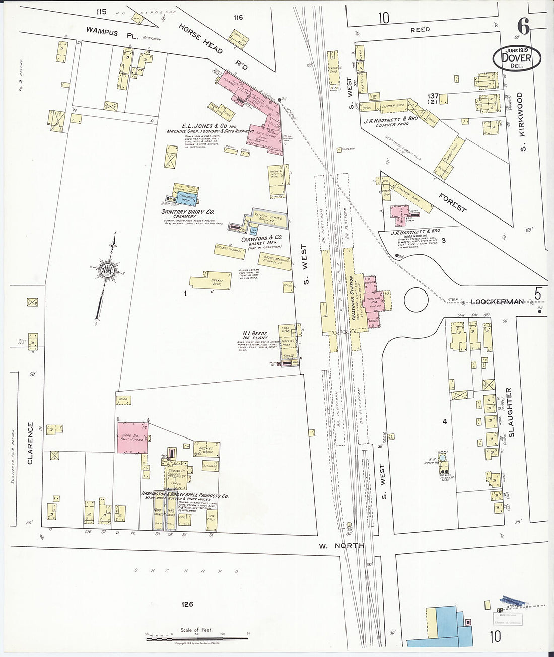 This old map of Dover, Kent County, Delaware was created by Sanborn Map Company in 1919