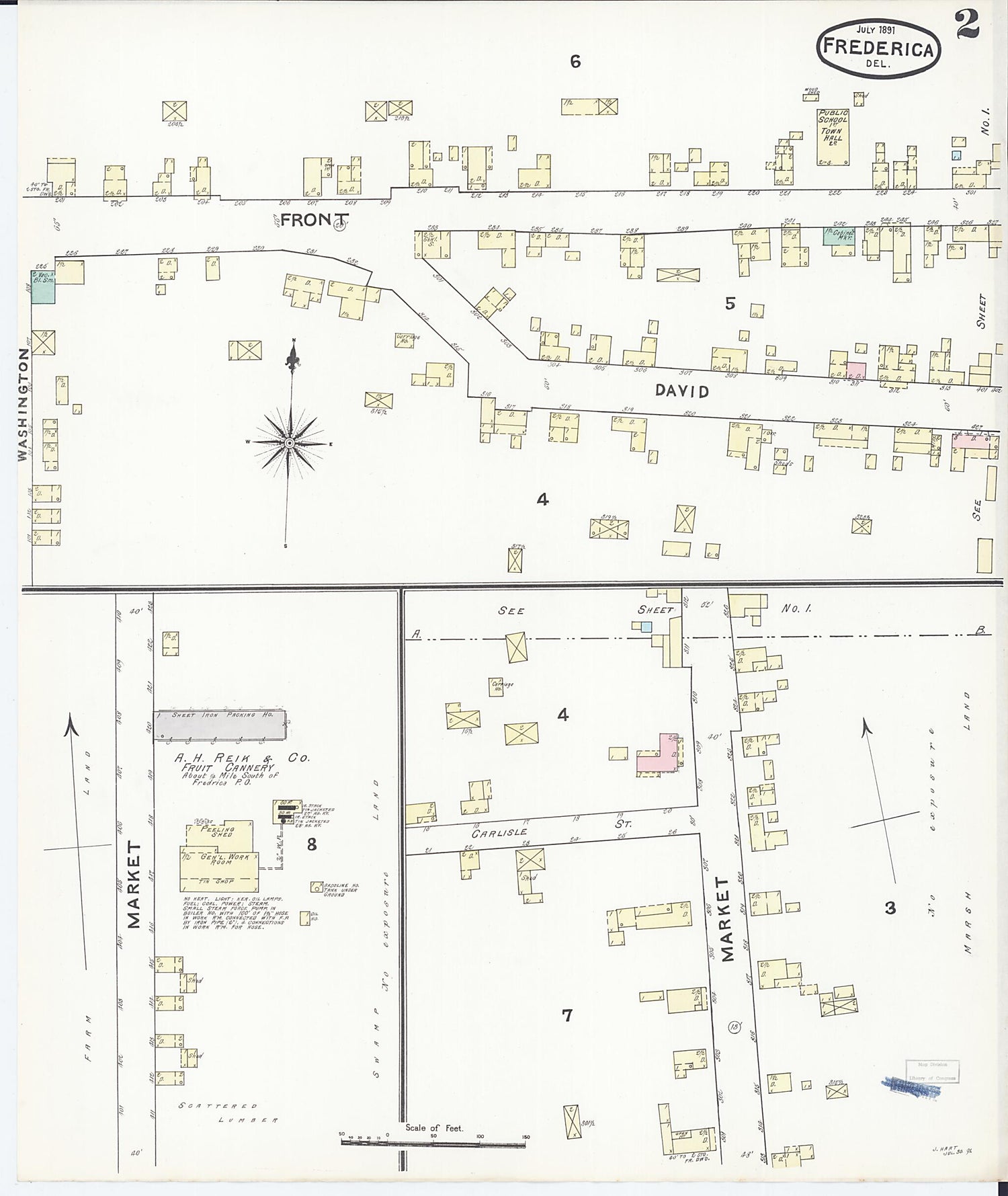 This old map of Frederica, Kent County, Delaware was created by Sanborn Map Company in 1891