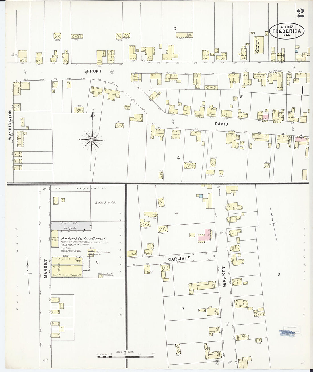 This old map of Frederica, Kent County, Delaware was created by Sanborn Map Company in 1897