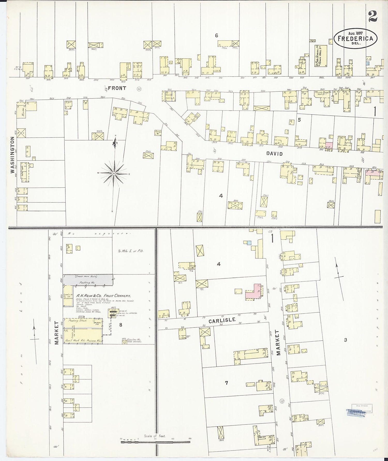 This old map of Frederica, Kent County, Delaware was created by Sanborn Map Company in 1897