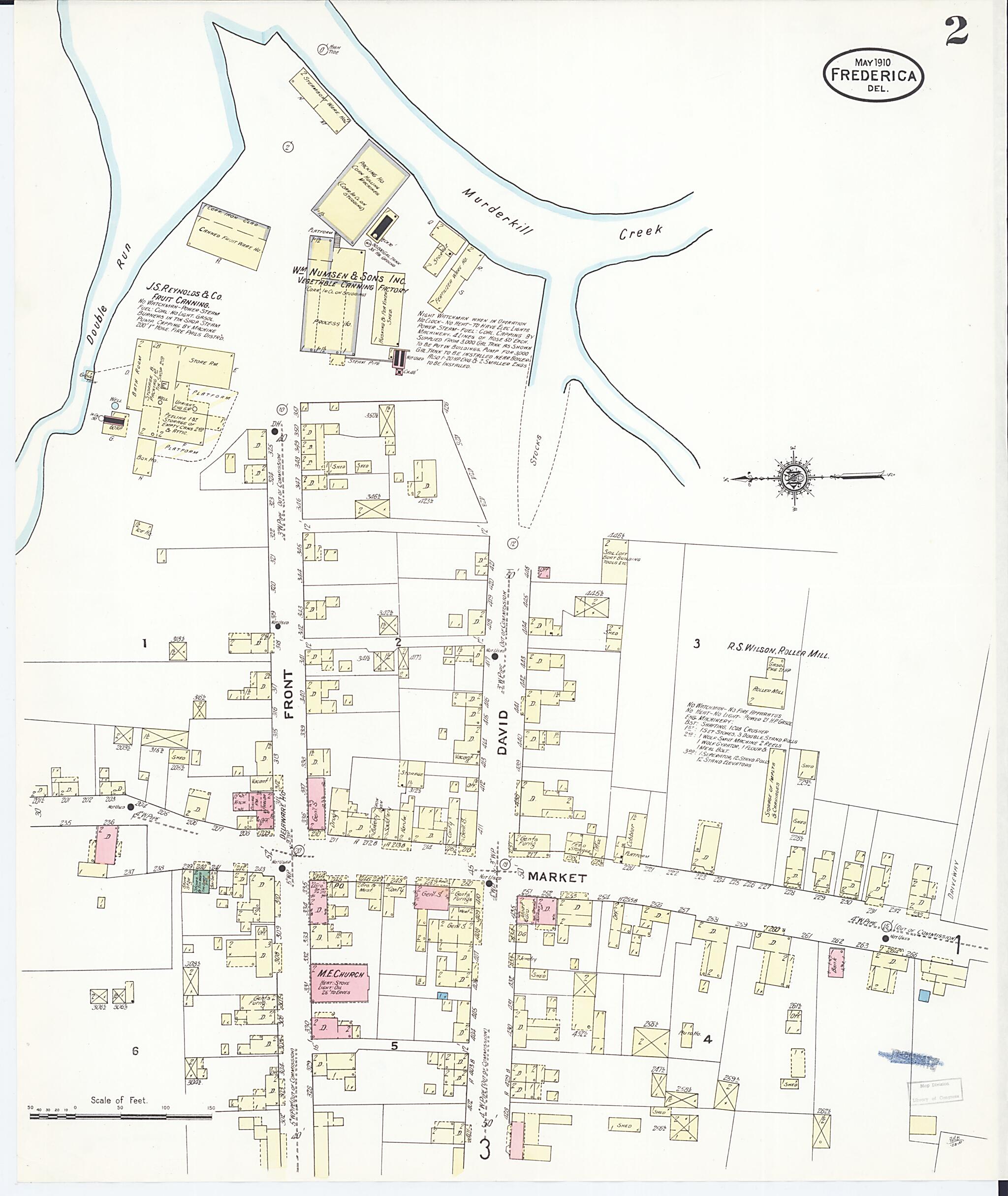 This old map of Frederica, Kent County, Delaware was created by Sanborn Map Company in 1910