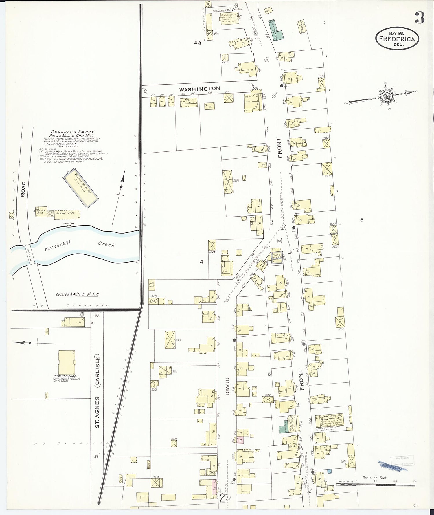 This old map of Frederica, Kent County, Delaware was created by Sanborn Map Company in 1910