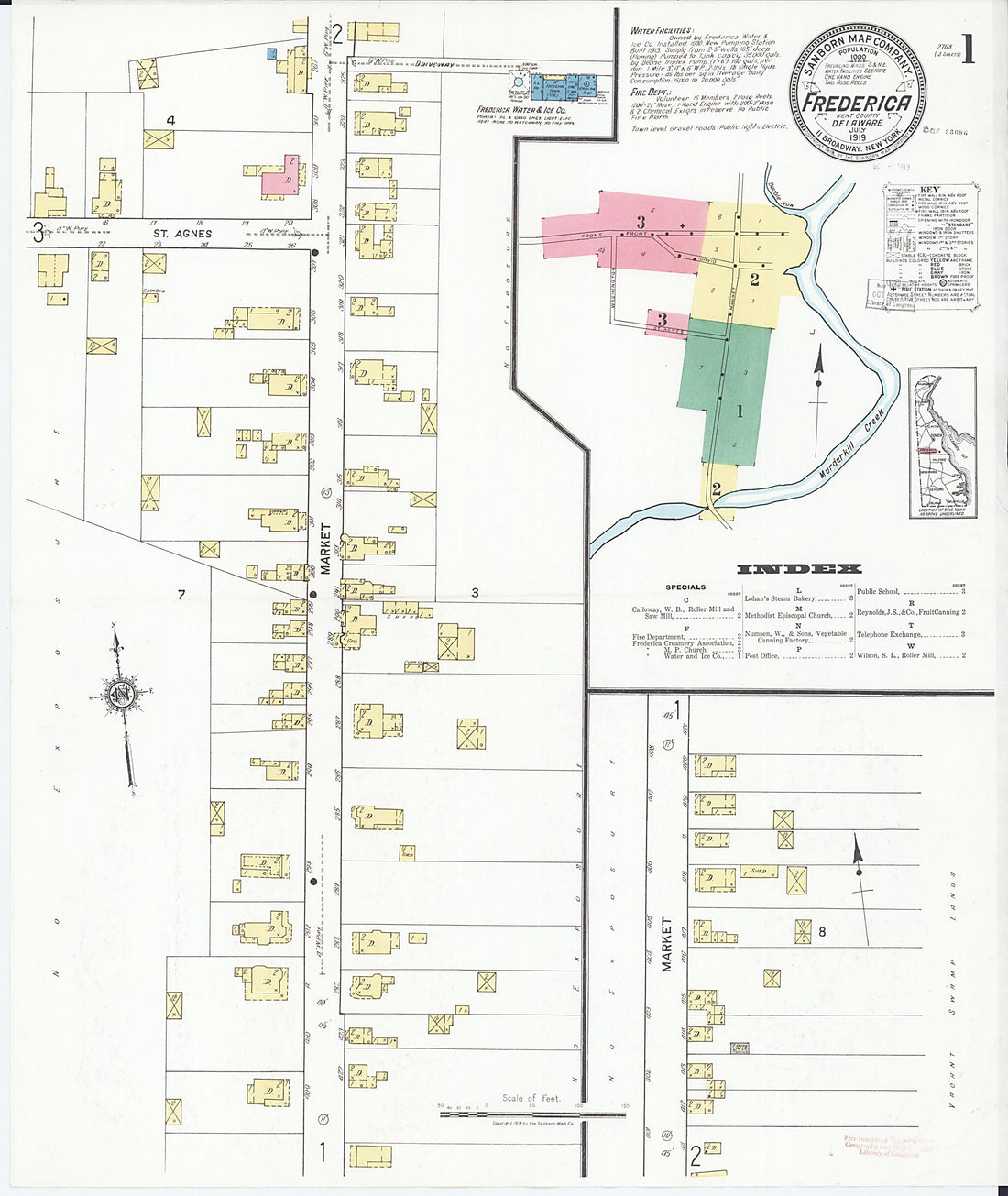 This old map of Frederica, Kent County, Delaware was created by Sanborn Map Company in 1919