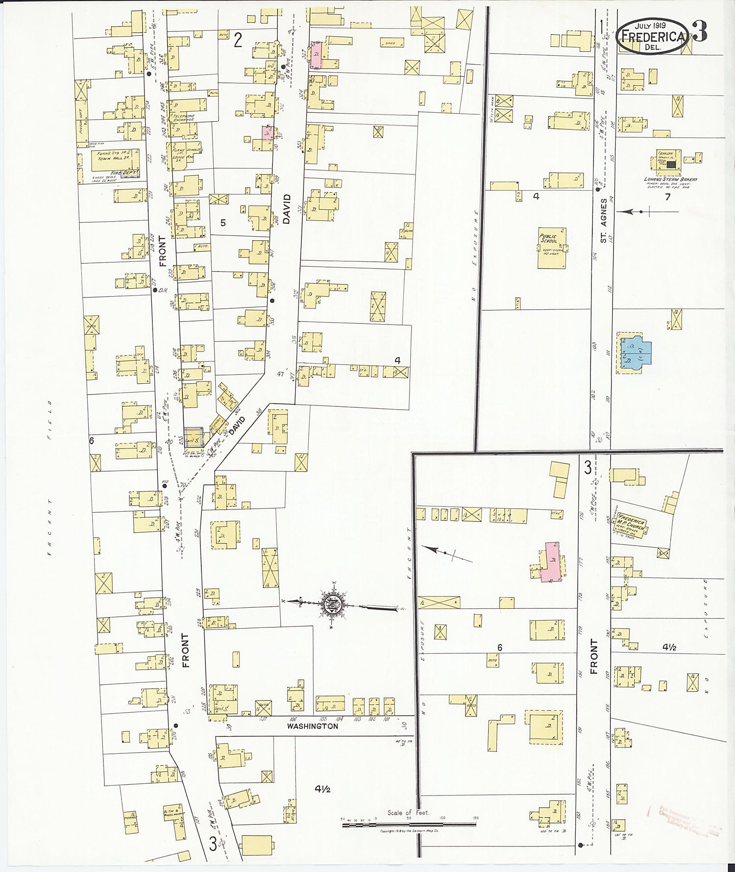 This old map of Frederica, Kent County, Delaware was created by Sanborn Map Company in 1919