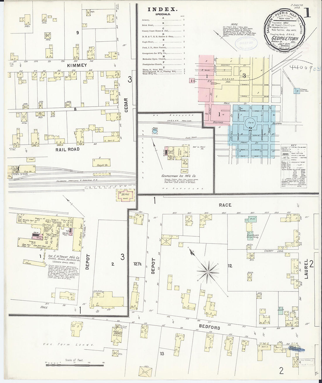 This old map of Georgetown, Sussex County, Delaware was created by Sanborn Map Company in 1897