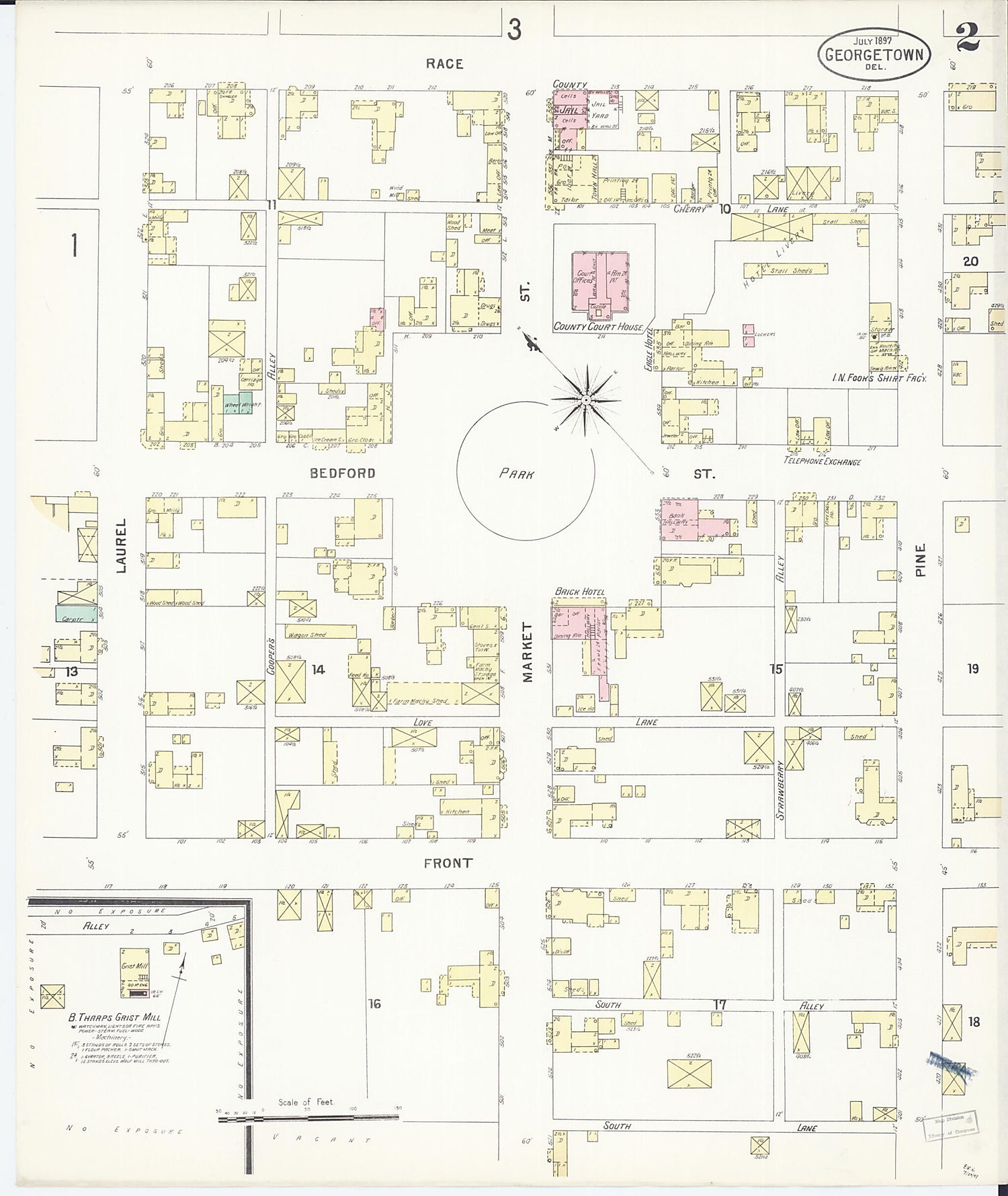 This old map of Georgetown, Sussex County, Delaware was created by Sanborn Map Company in 1897