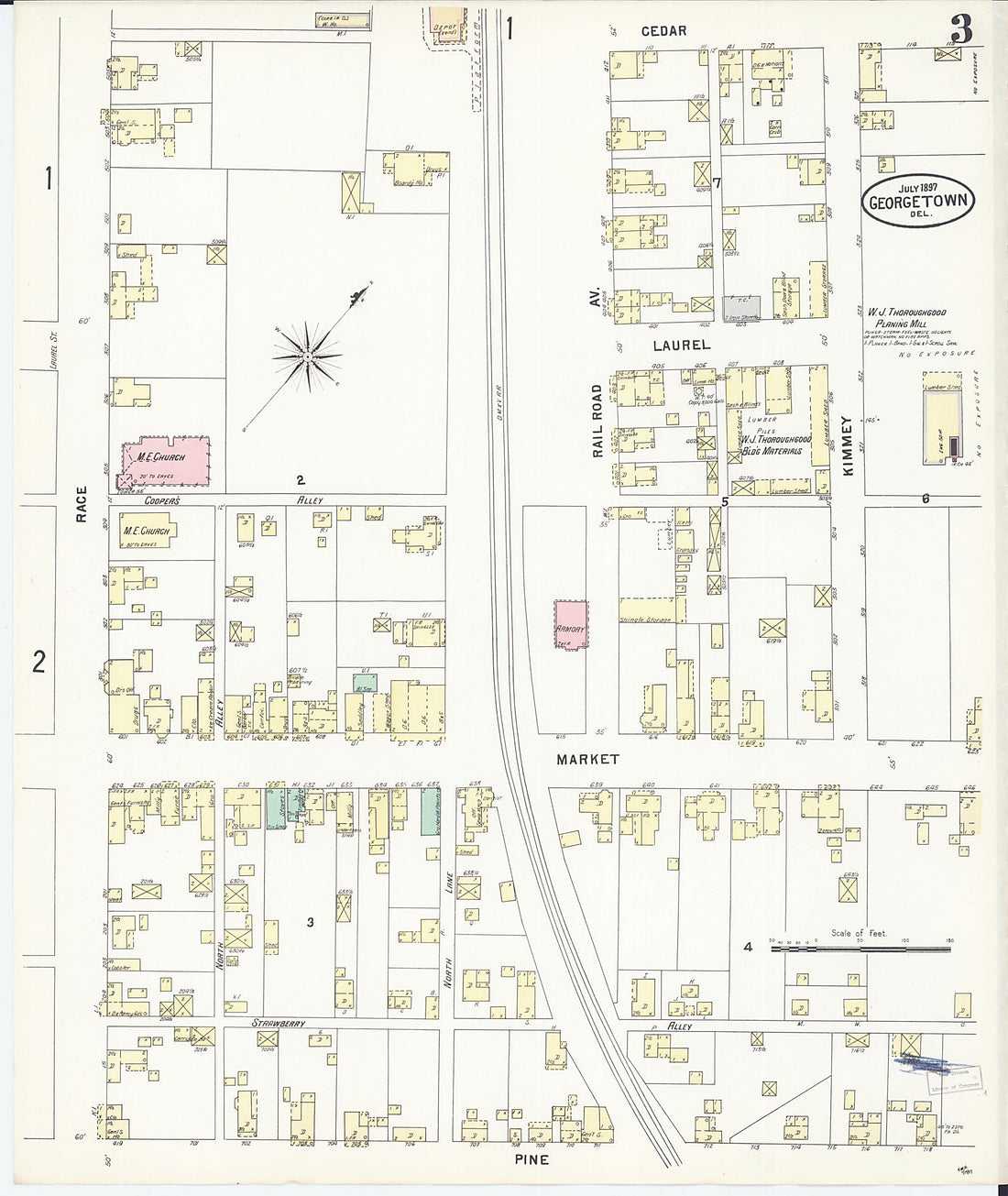 This old map of Georgetown, Sussex County, Delaware was created by Sanborn Map Company in 1897