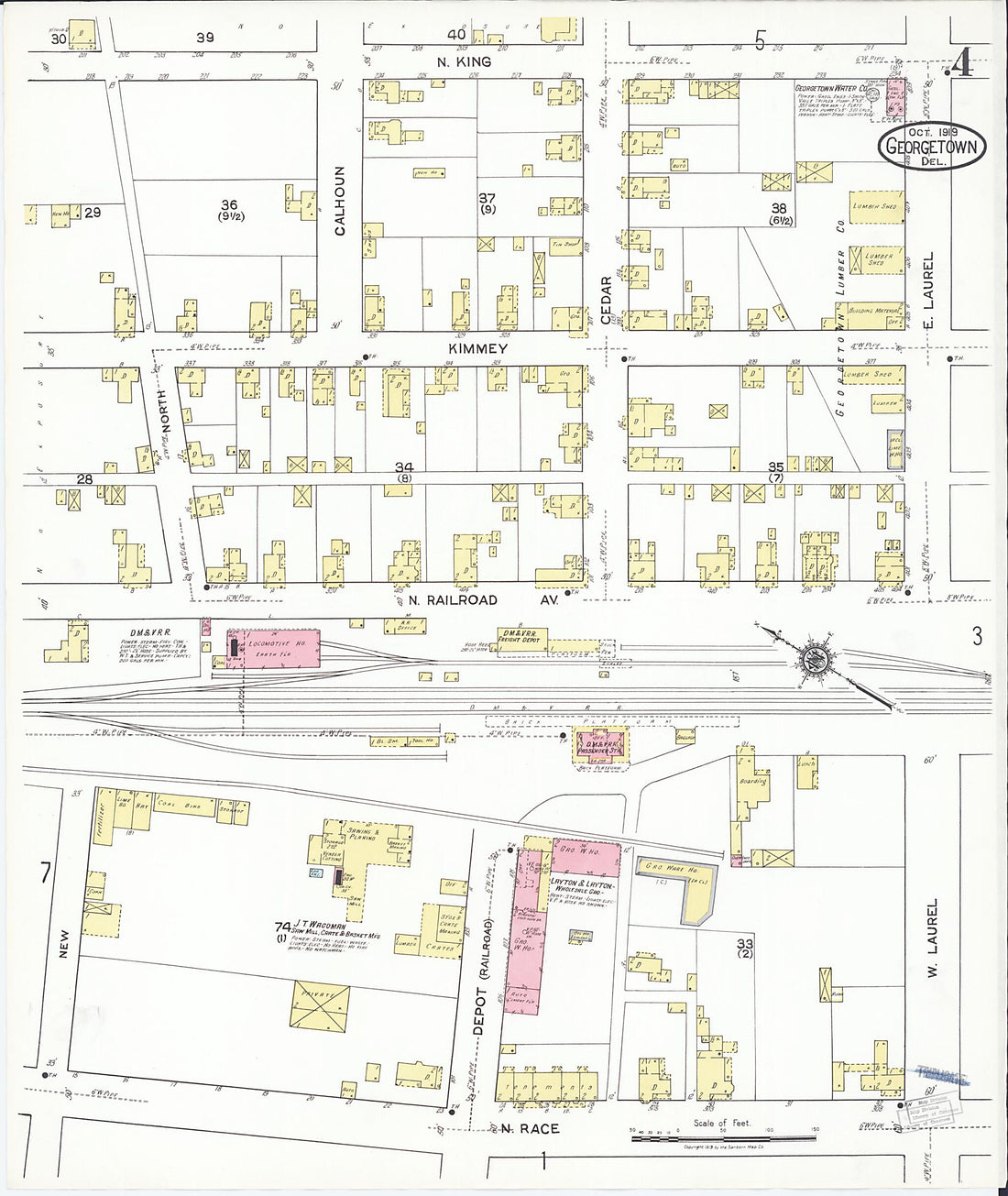 This old map of Georgetown, Sussex County, Delaware was created by Sanborn Map Company in 1919