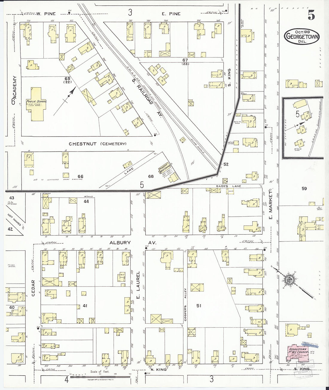 This old map of Georgetown, Sussex County, Delaware was created by Sanborn Map Company in 1919