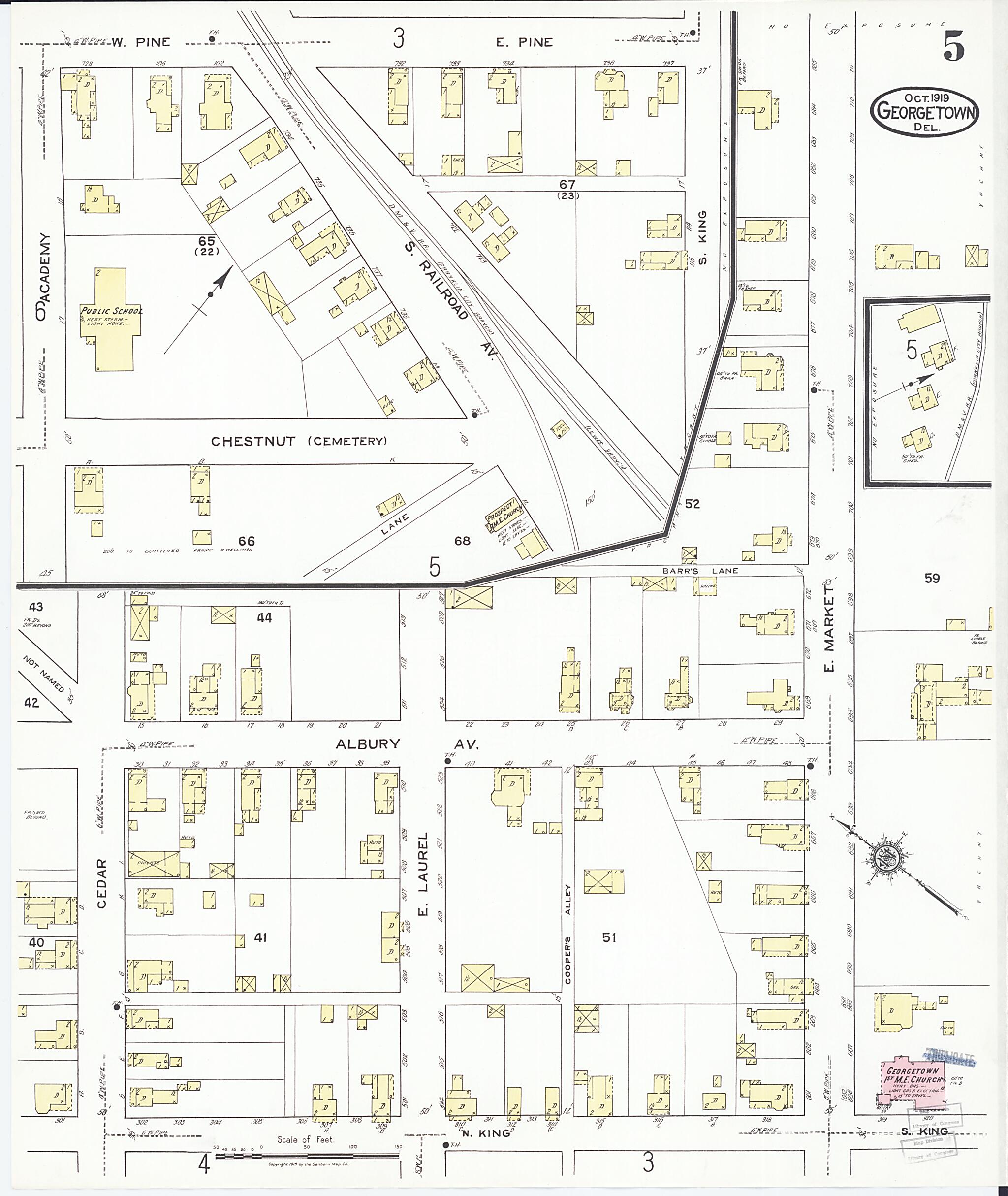 This old map of Georgetown, Sussex County, Delaware was created by Sanborn Map Company in 1919