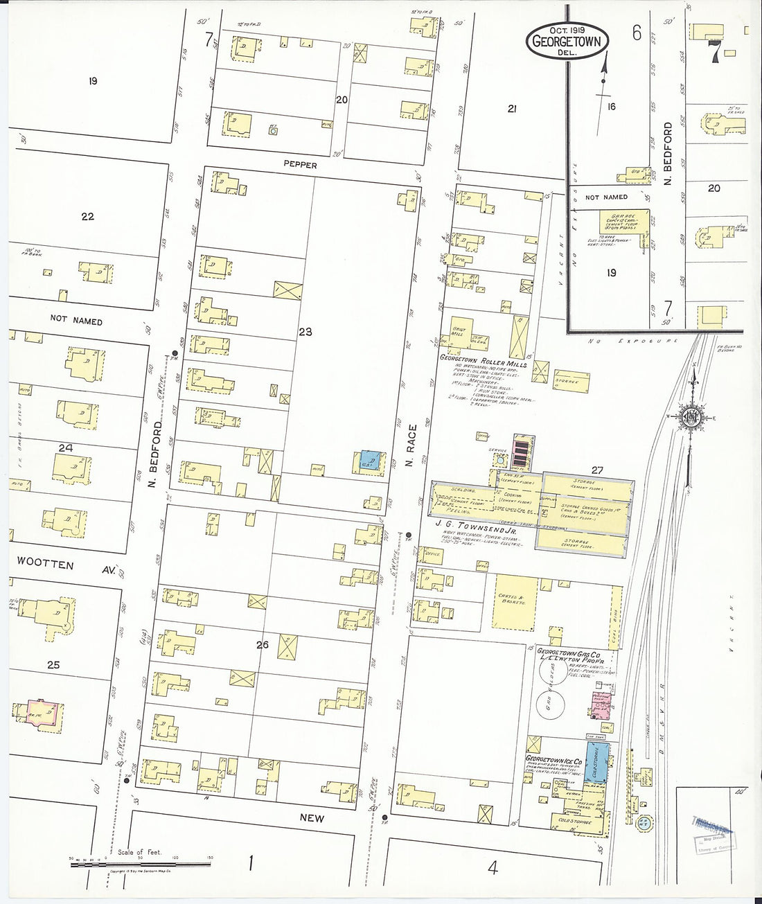 This old map of Georgetown, Sussex County, Delaware was created by Sanborn Map Company in 1919