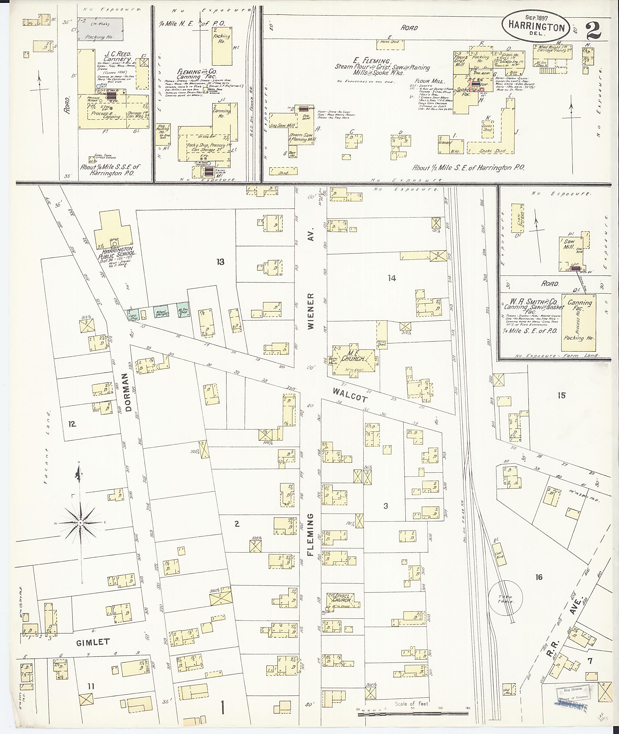 This old map of Harrington, Kent County, Delaware was created by Sanborn Map Company in 1897