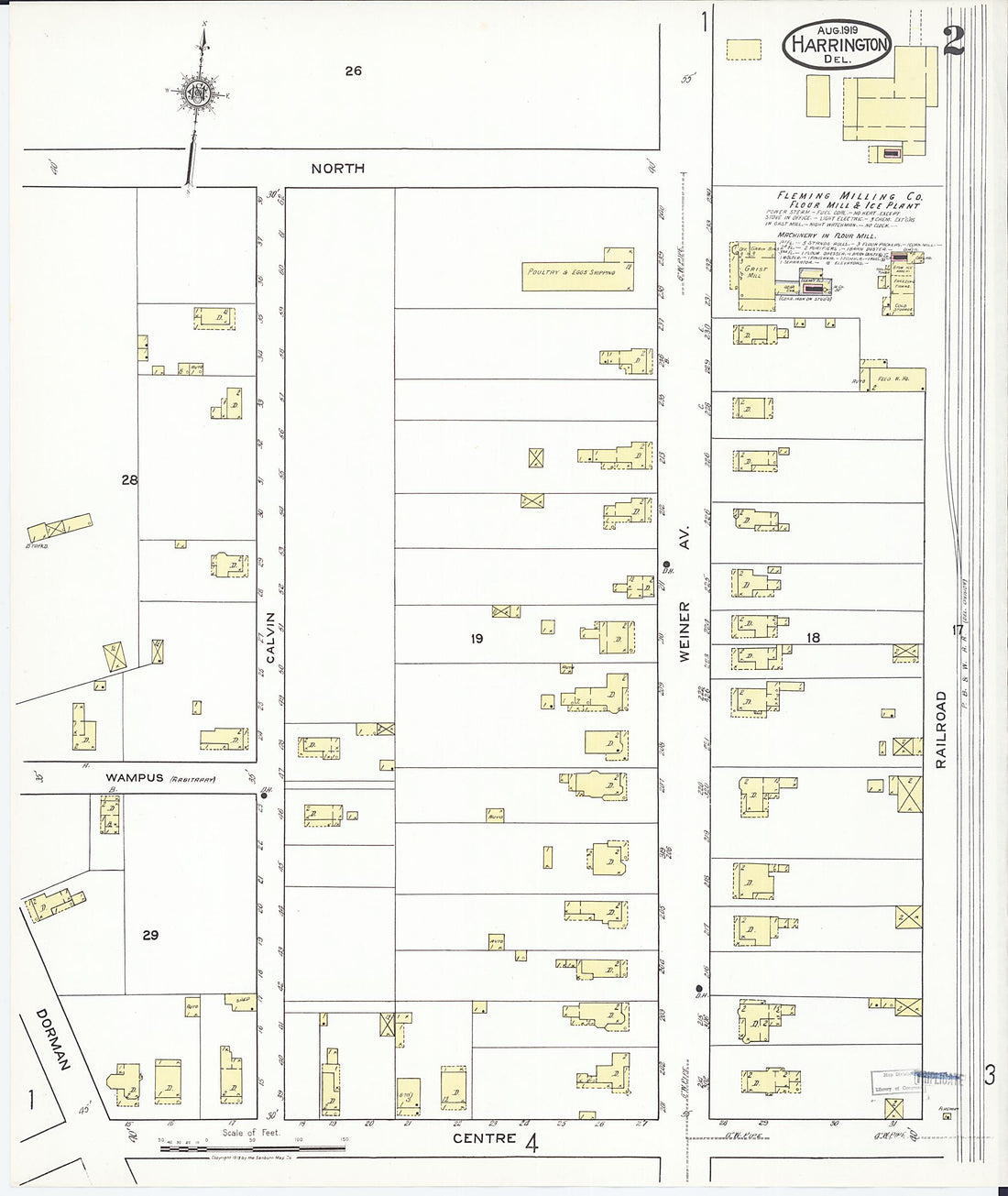 This old map of Harrington, Kent County, Delaware was created by Sanborn Map Company in 1919