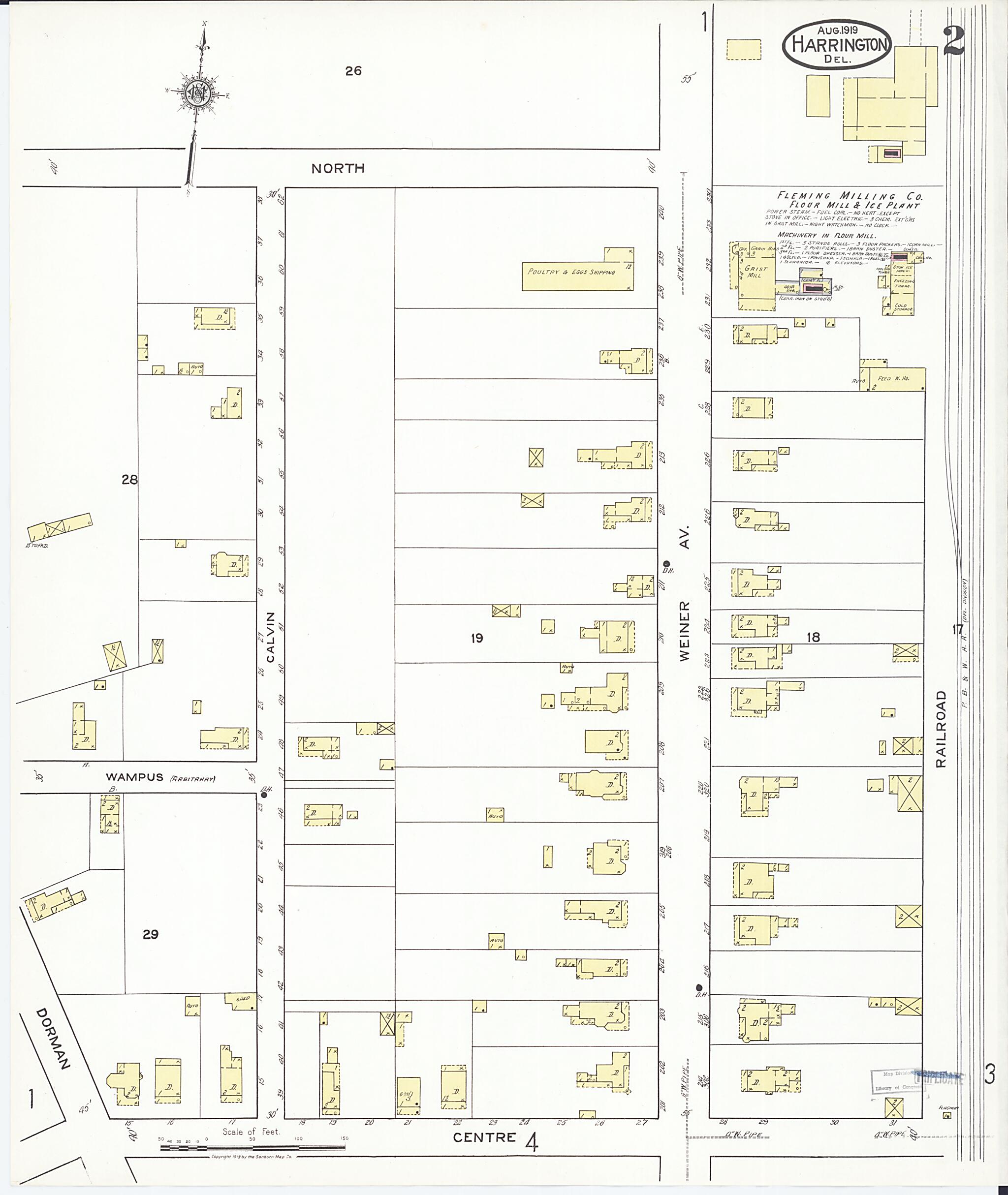 This old map of Harrington, Kent County, Delaware was created by Sanborn Map Company in 1919