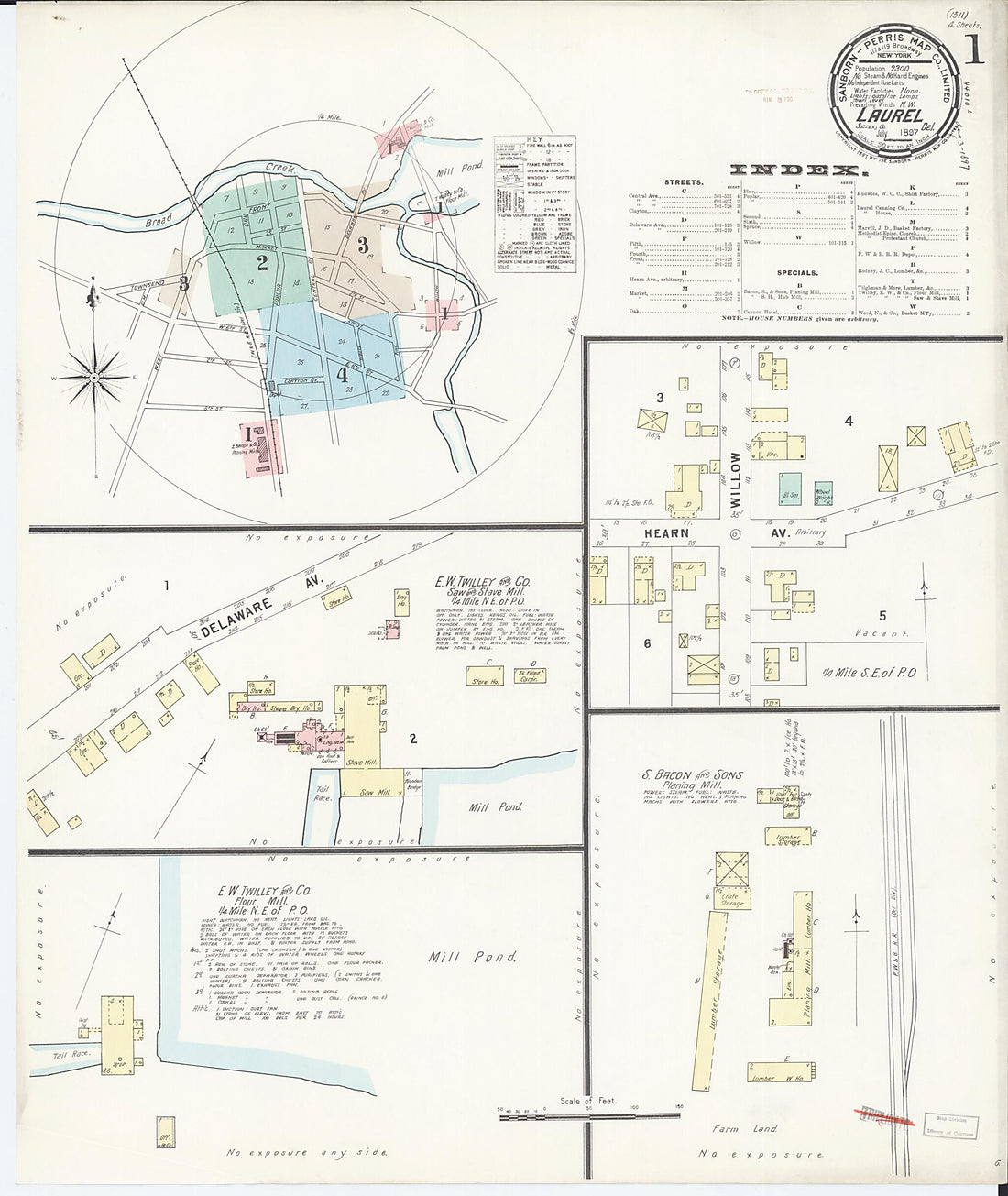 This old map of Laurel, Sussex County, Delaware was created by Sanborn Map Company in 1897