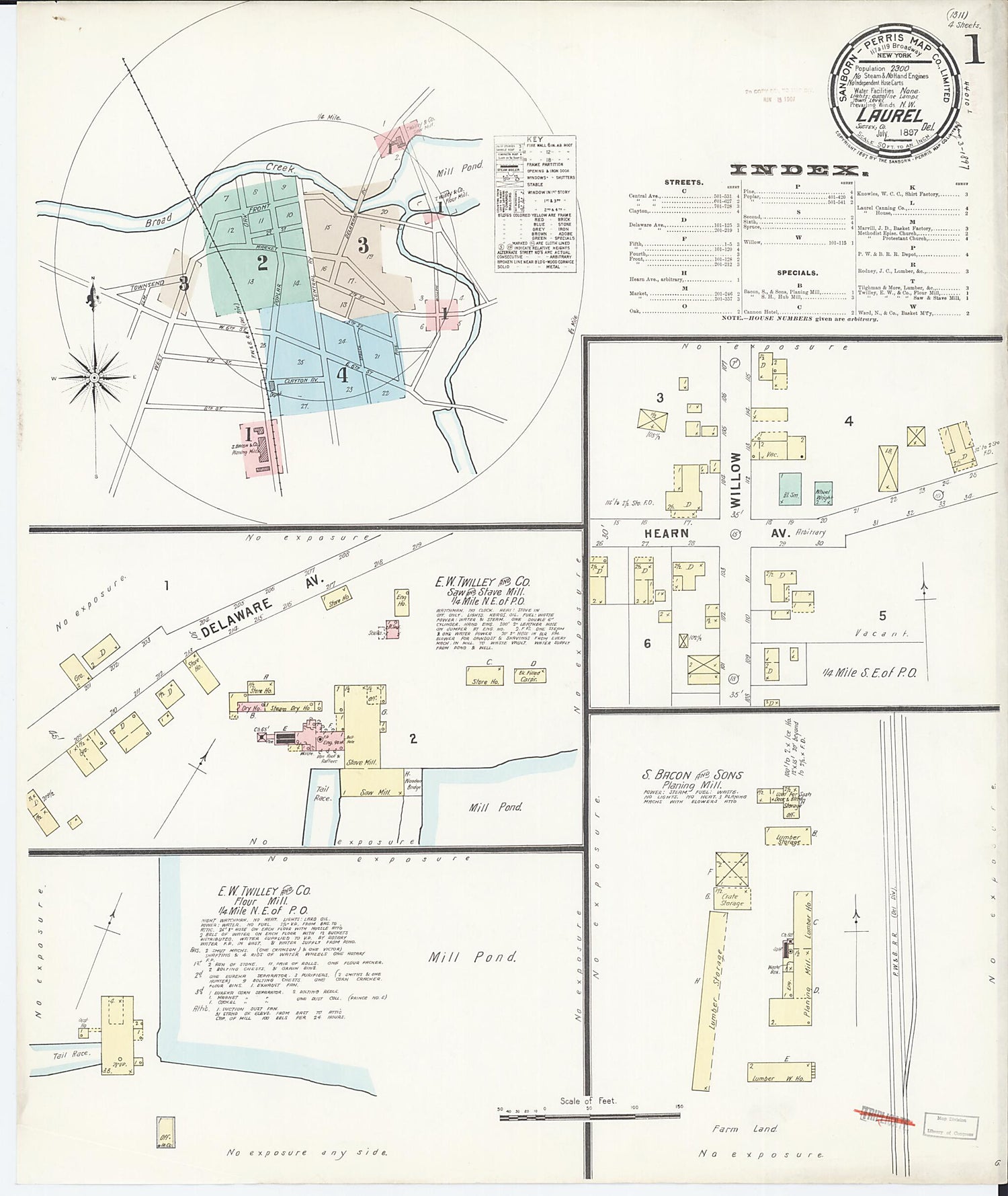 This old map of Laurel, Sussex County, Delaware was created by Sanborn Map Company in 1897