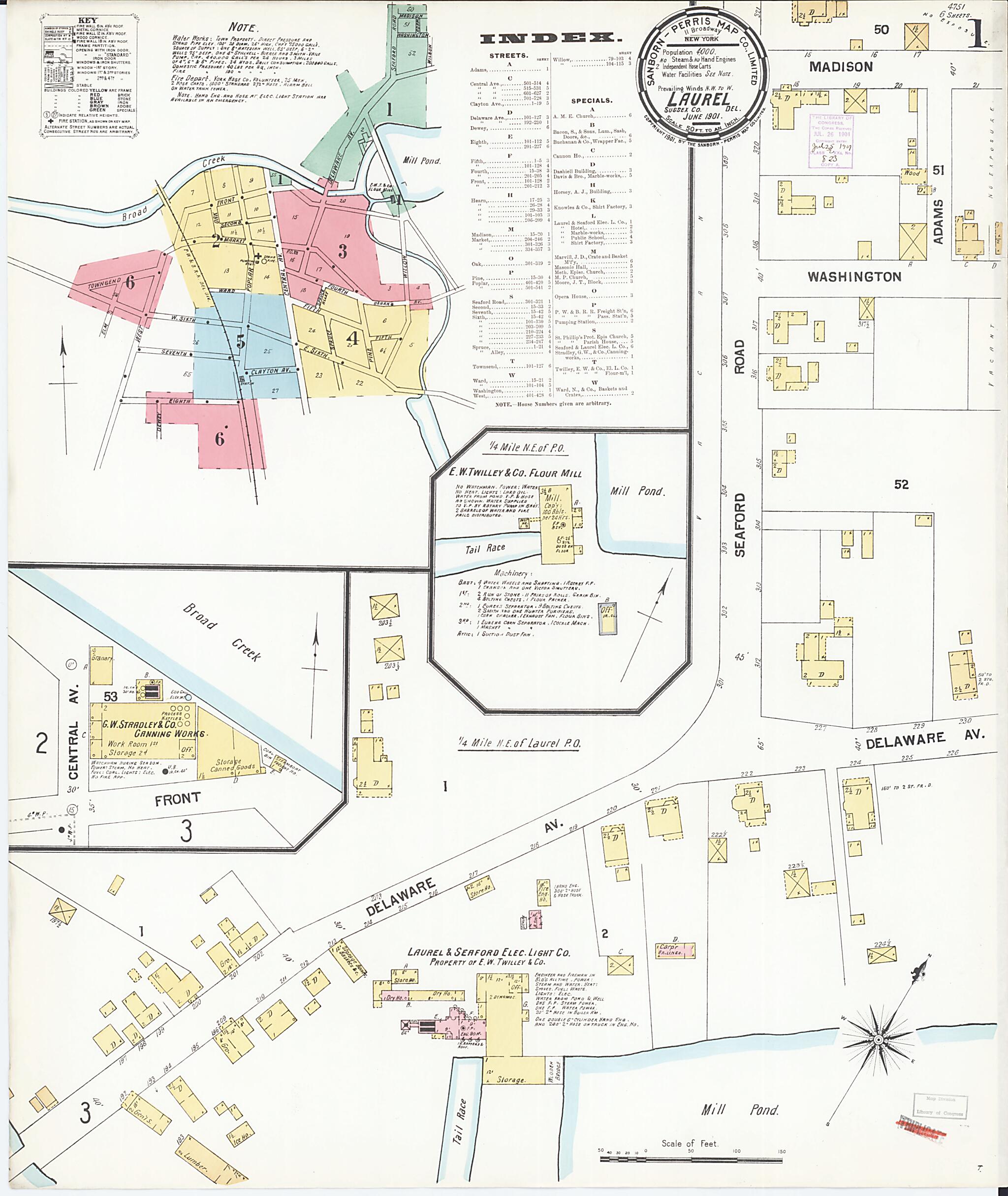 This old map of Laurel, Sussex County, Delaware was created by Sanborn Map Company in 1901