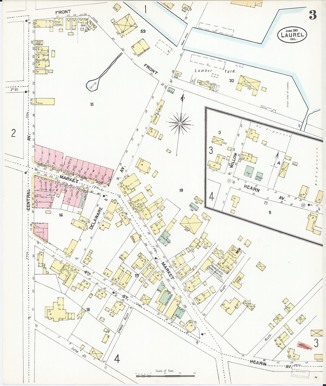 This old map of Laurel, Sussex County, Delaware was created by Sanborn Map Company in 1901