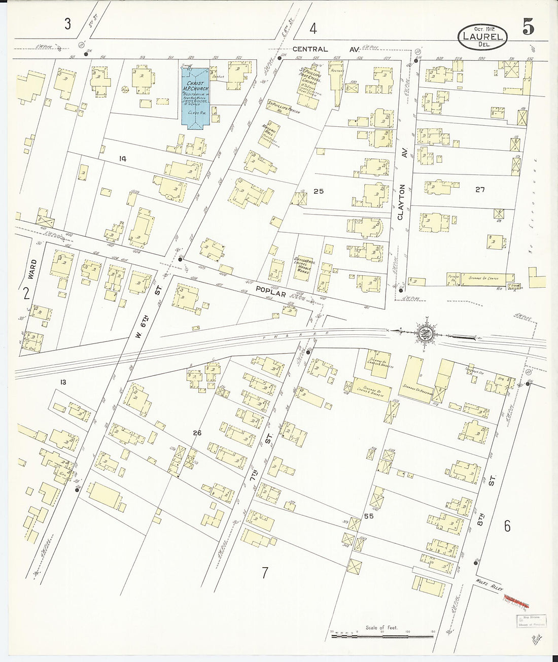 This old map of Laurel, Sussex County, Delaware was created by Sanborn Map Company in 1912