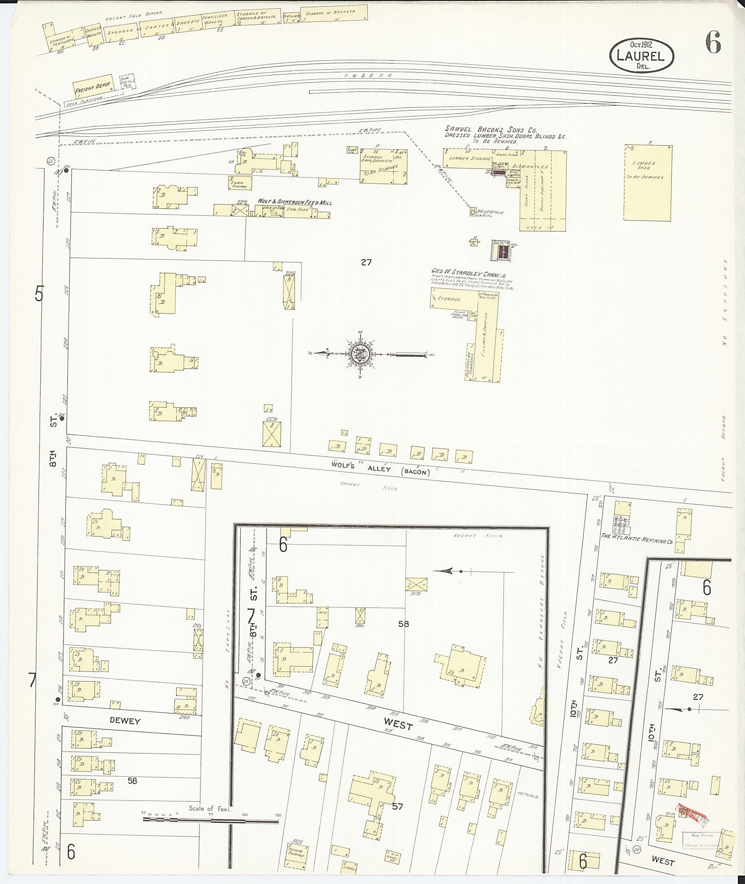 This old map of Laurel, Sussex County, Delaware was created by Sanborn Map Company in 1912