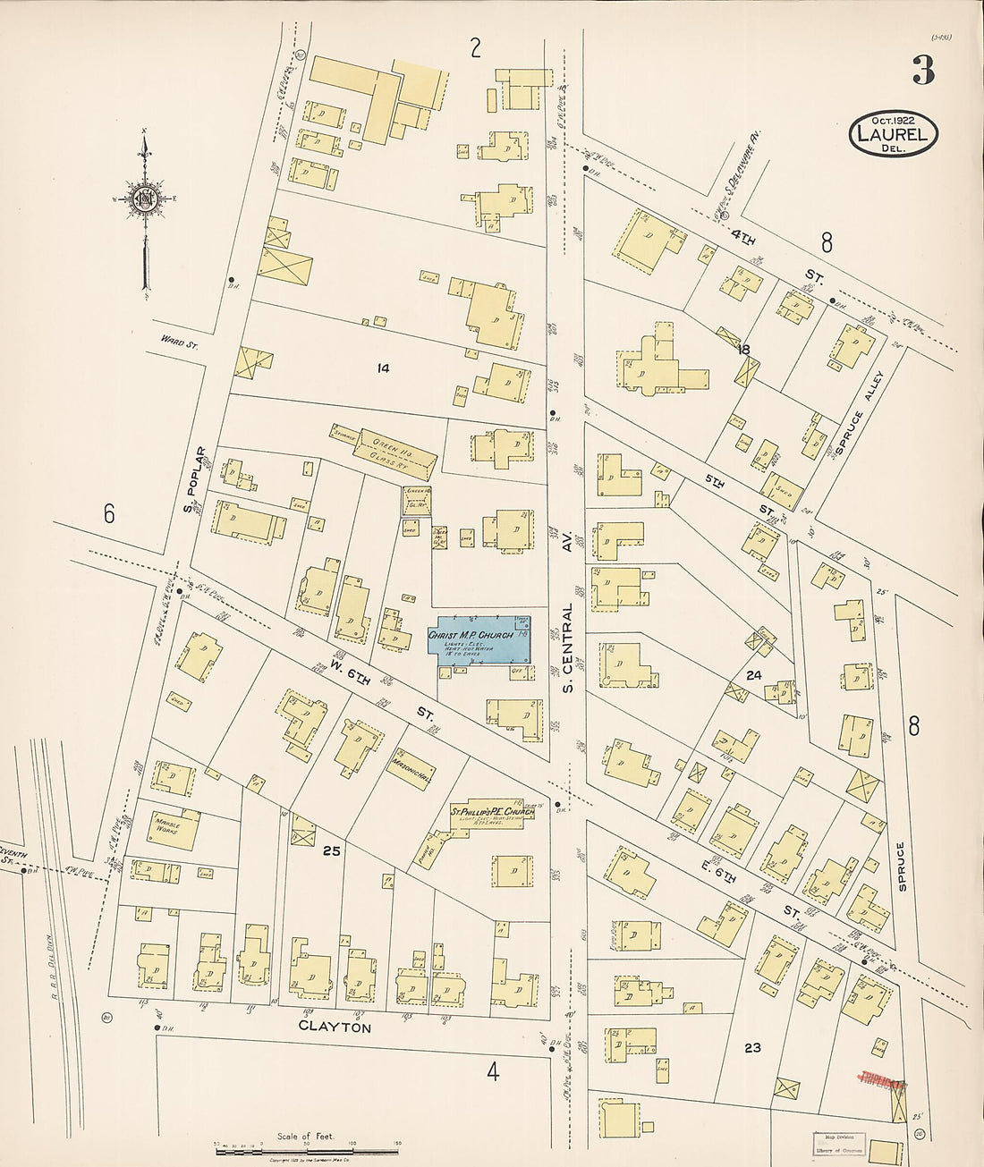 This old map of Laurel, Sussex County, Delaware was created by Sanborn Map Company in 1922