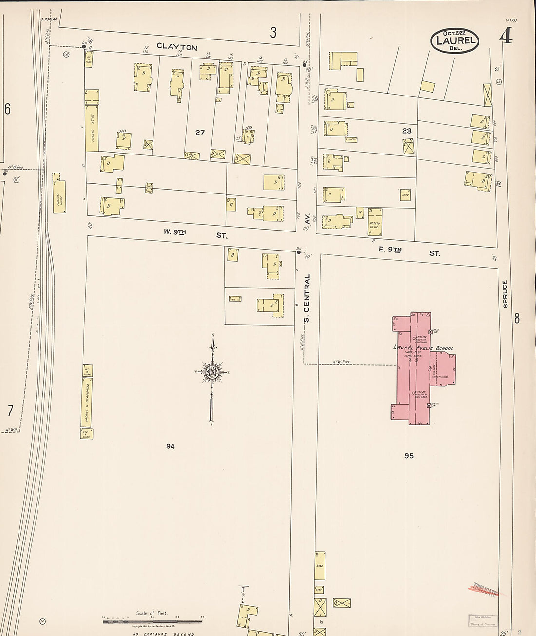 This old map of Laurel, Sussex County, Delaware was created by Sanborn Map Company in 1922