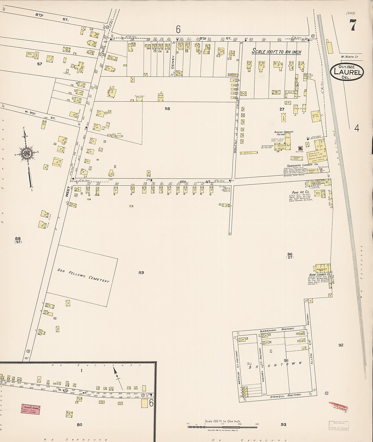 This old map of Laurel, Sussex County, Delaware was created by Sanborn Map Company in 1922