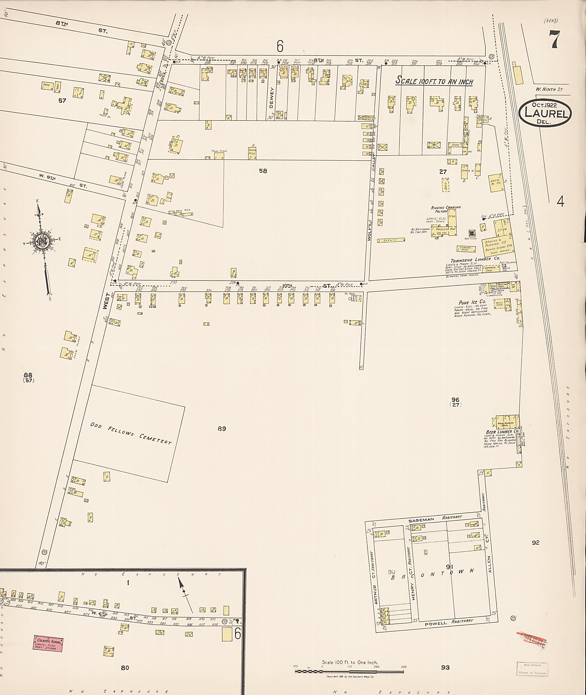 This old map of Laurel, Sussex County, Delaware was created by Sanborn Map Company in 1922