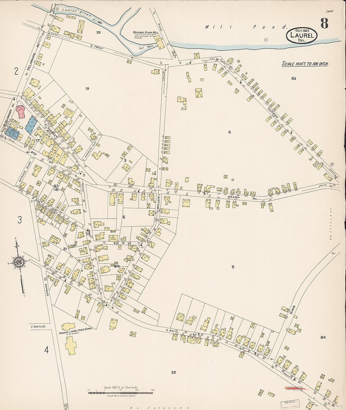 This old map of Laurel, Sussex County, Delaware was created by Sanborn Map Company in 1922